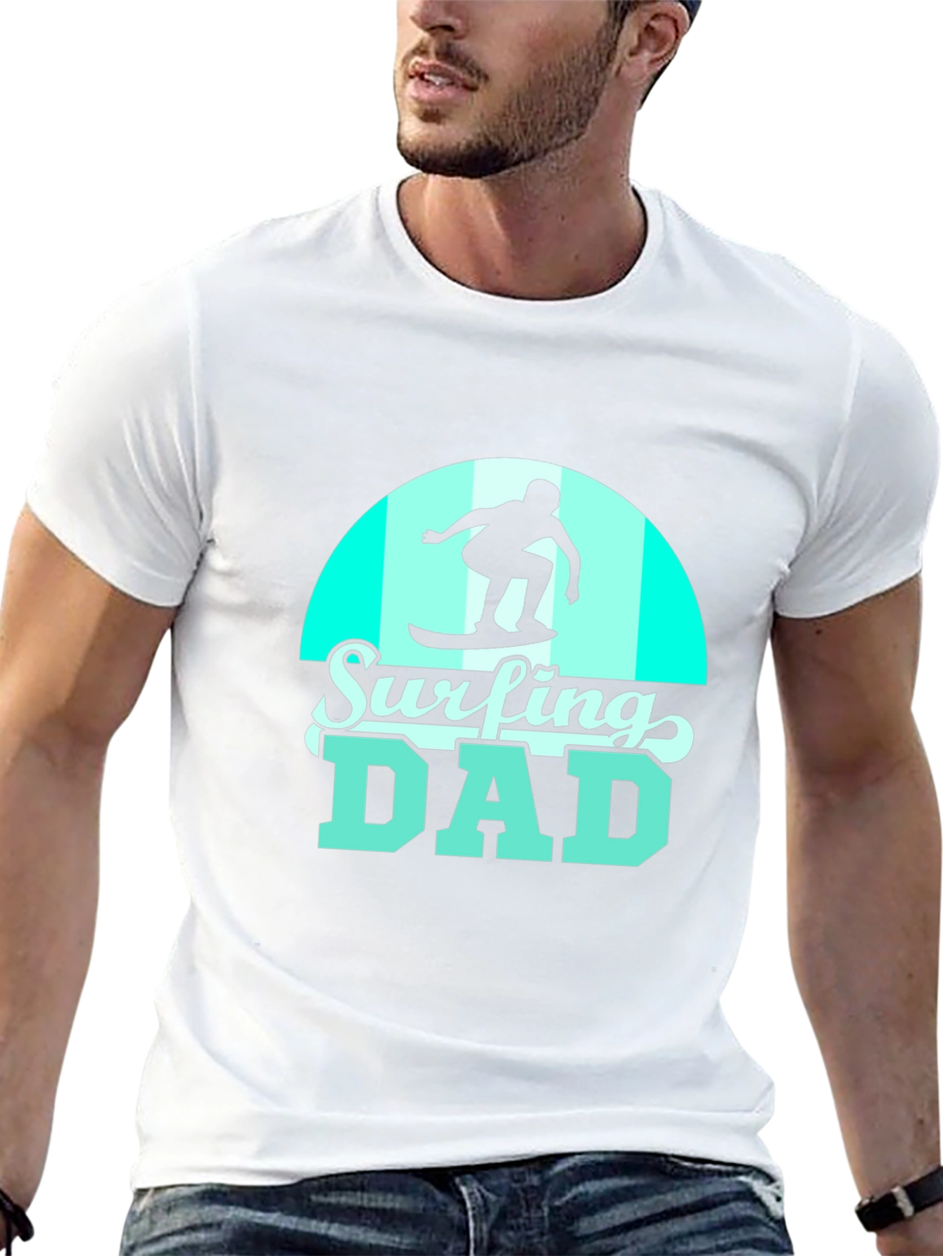 Surfing Dad Black Graphic Tee