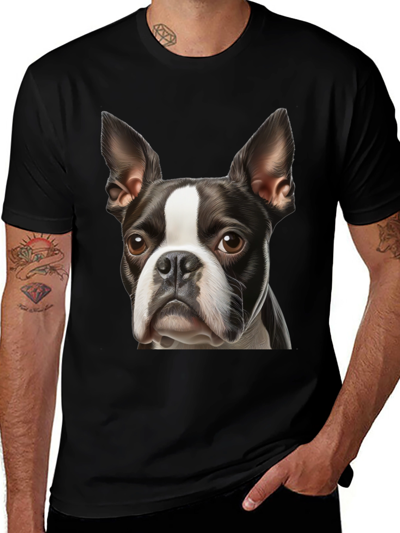 Boston Terrier Graphic Tee - Black
