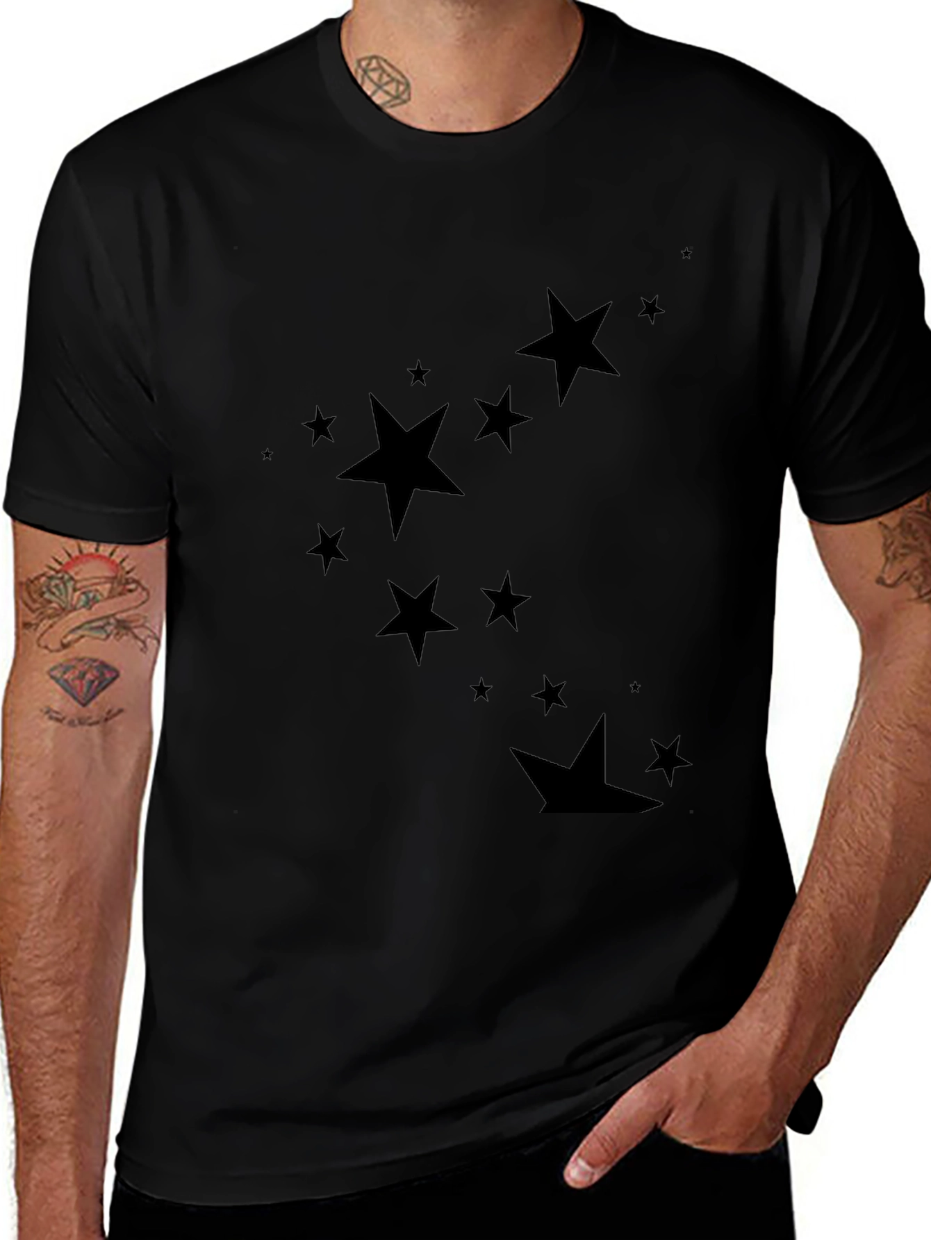 Starry Night Black Tee - Stylish Mens Casual Wear