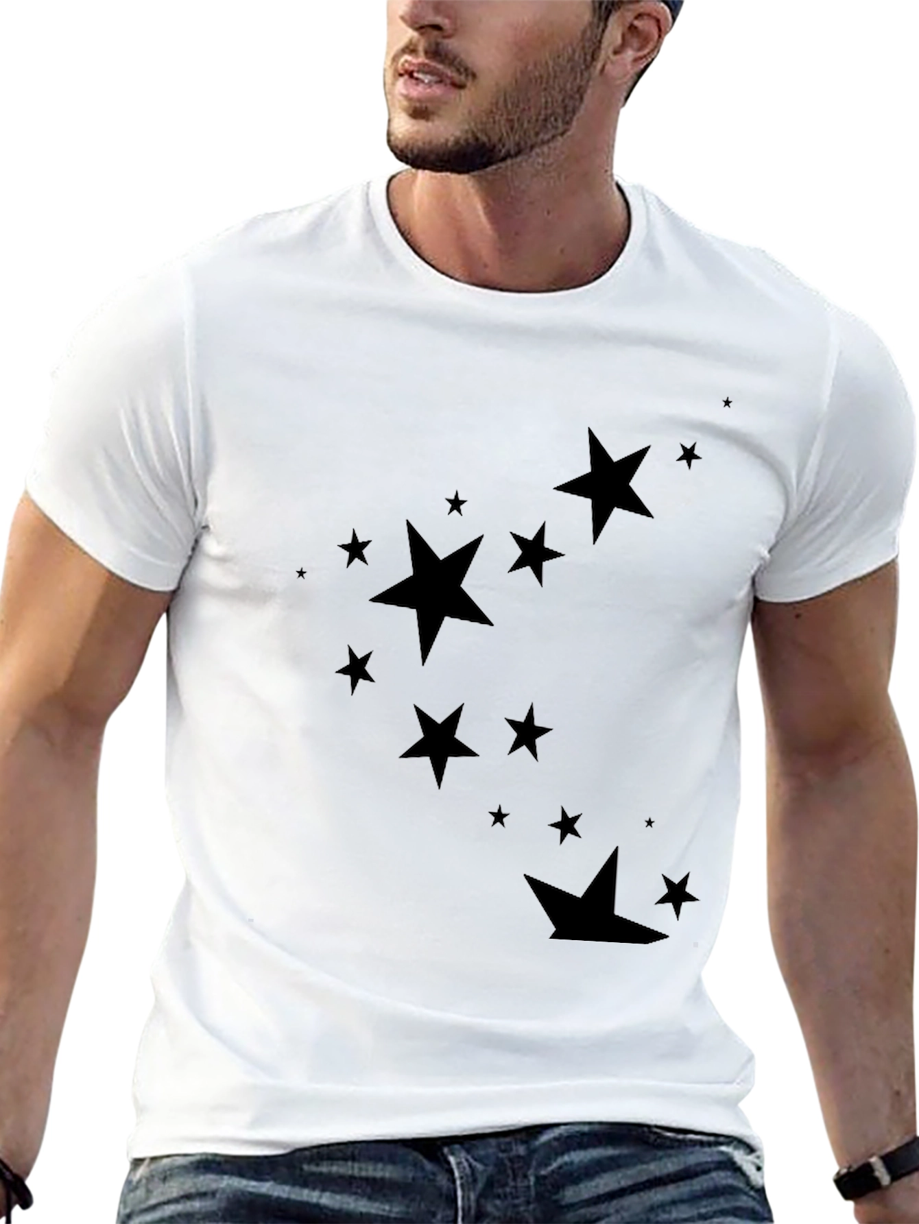 Starry Night Black Tee - Stylish Mens Casual Wear