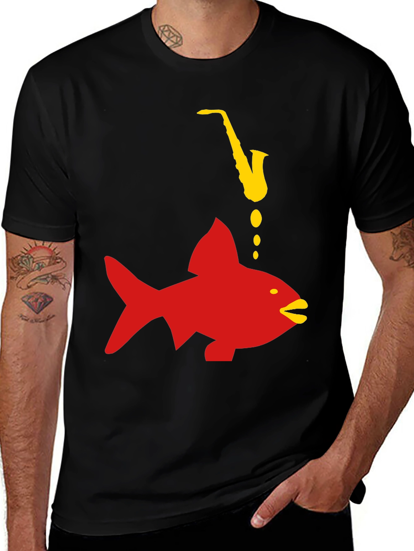 Saxophone Fish Graphic Tee