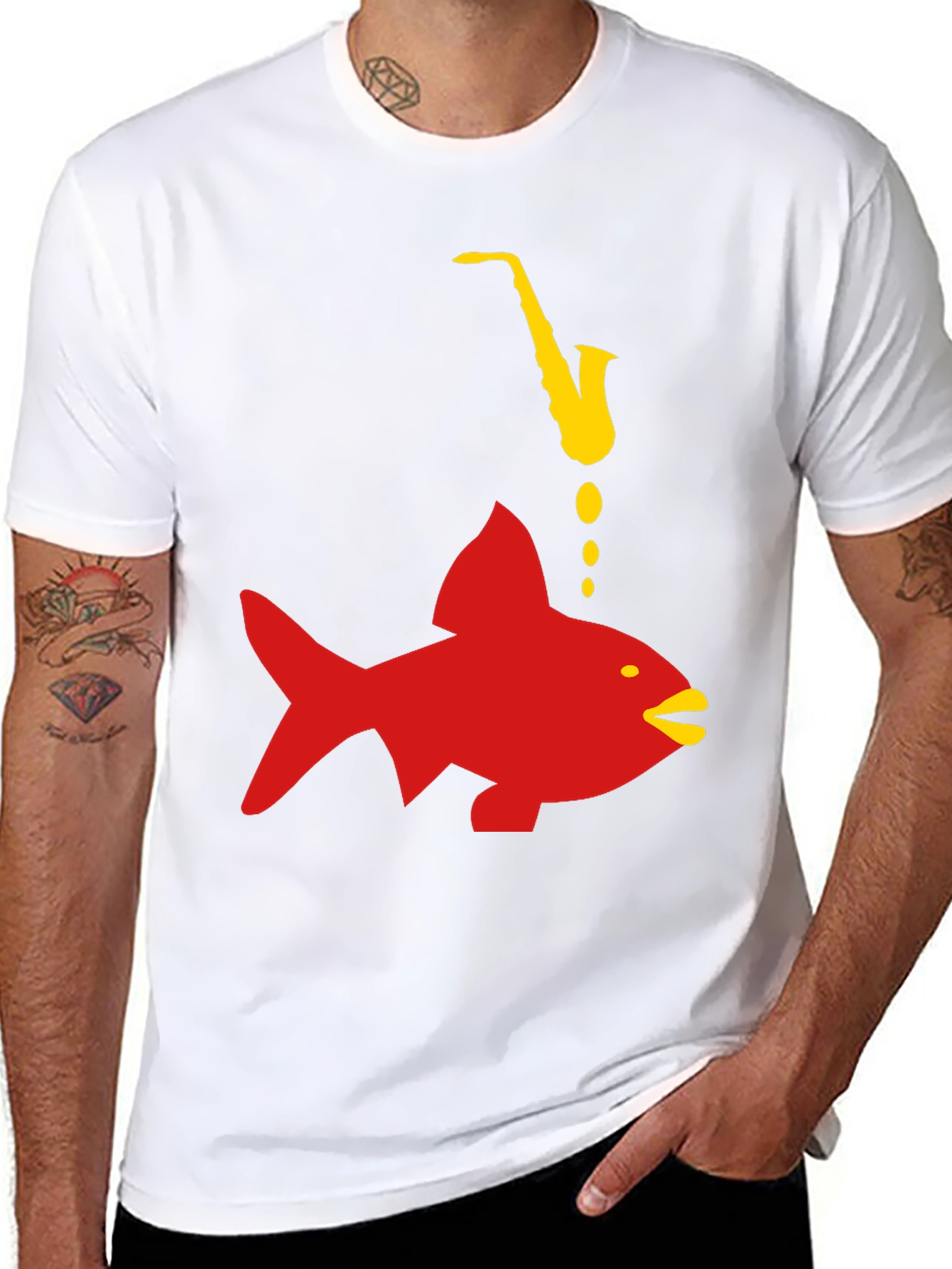 Saxophone Fish Graphic Tee