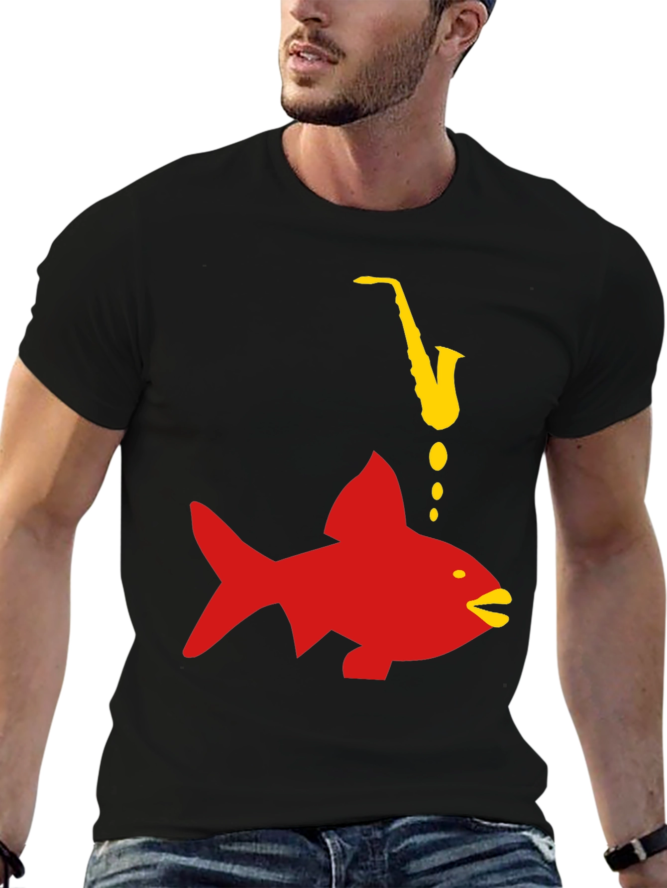 Saxophone Fish Graphic Tee
