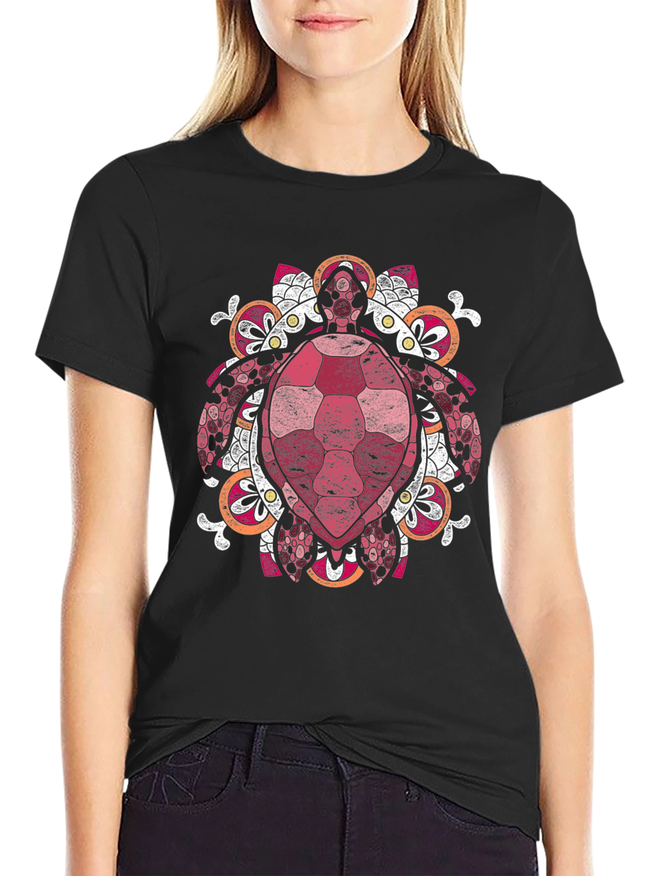 Turtle Mandala Graphic Tee - Black