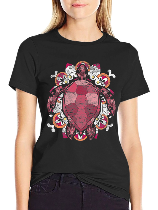 Turtle Mandala Graphic Tee - Black