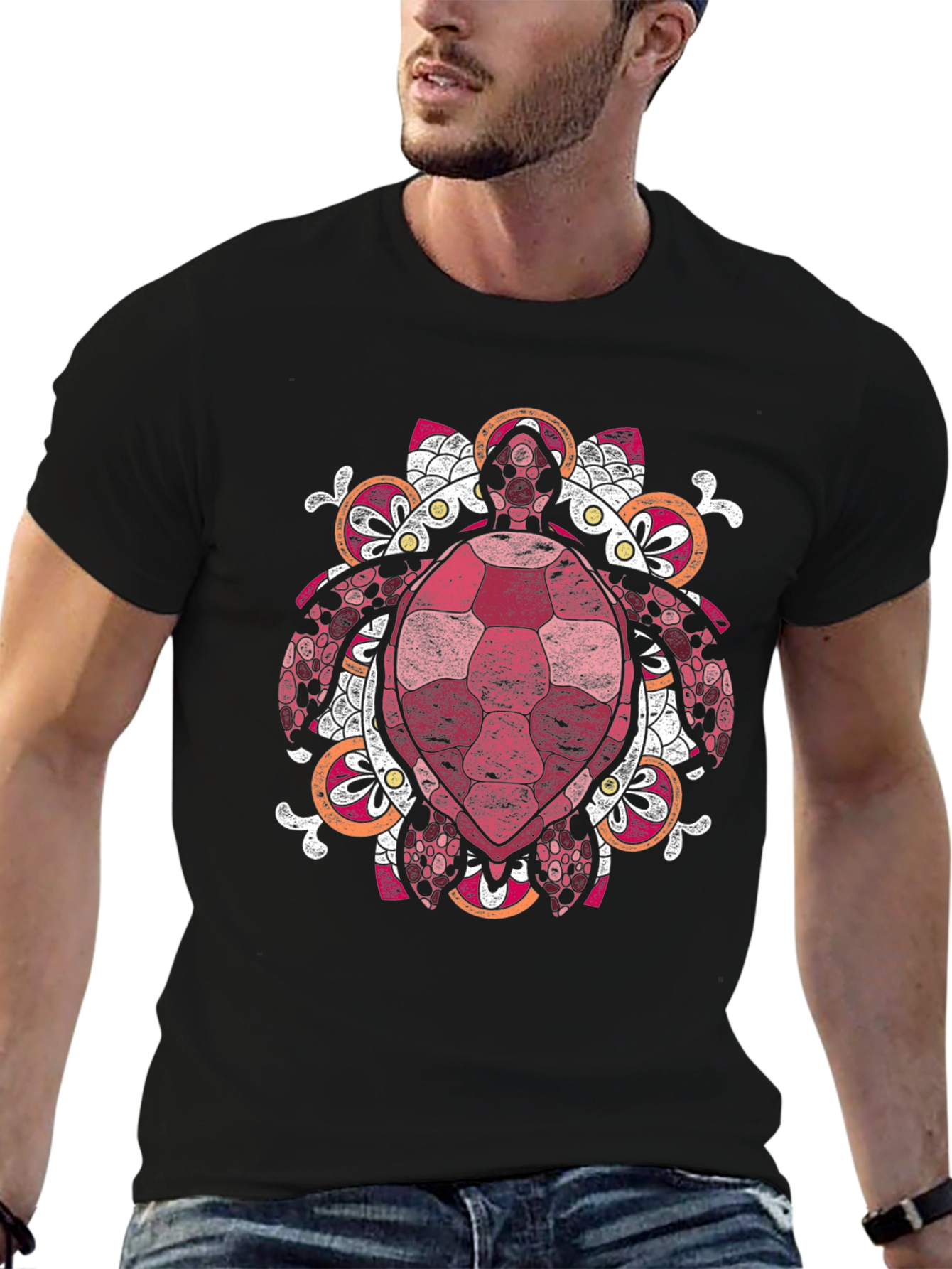 Turtle Mandala Graphic Tee - Black