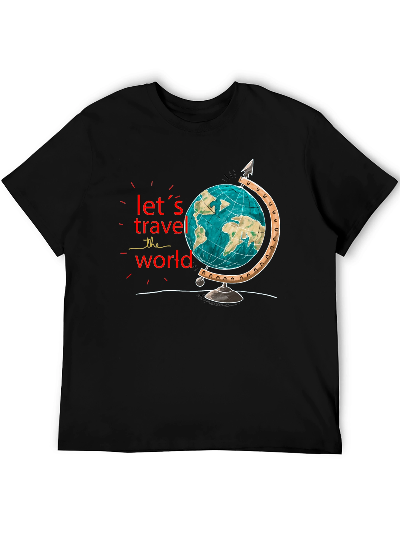 Lets Travel the World Black T-Shirt