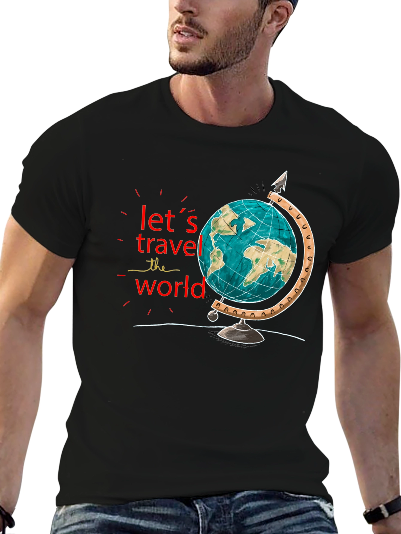 Lets Travel the World Black T-Shirt