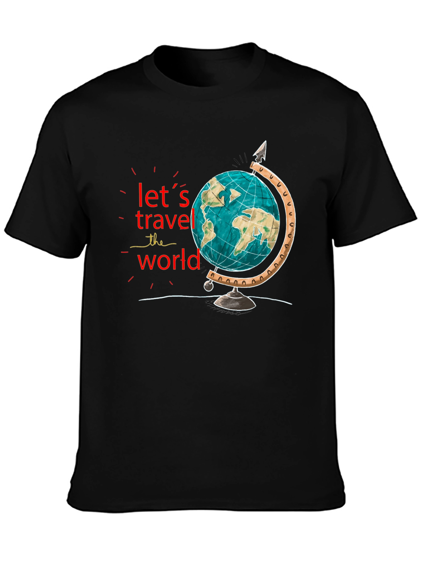 Lets Travel the World Black T-Shirt
