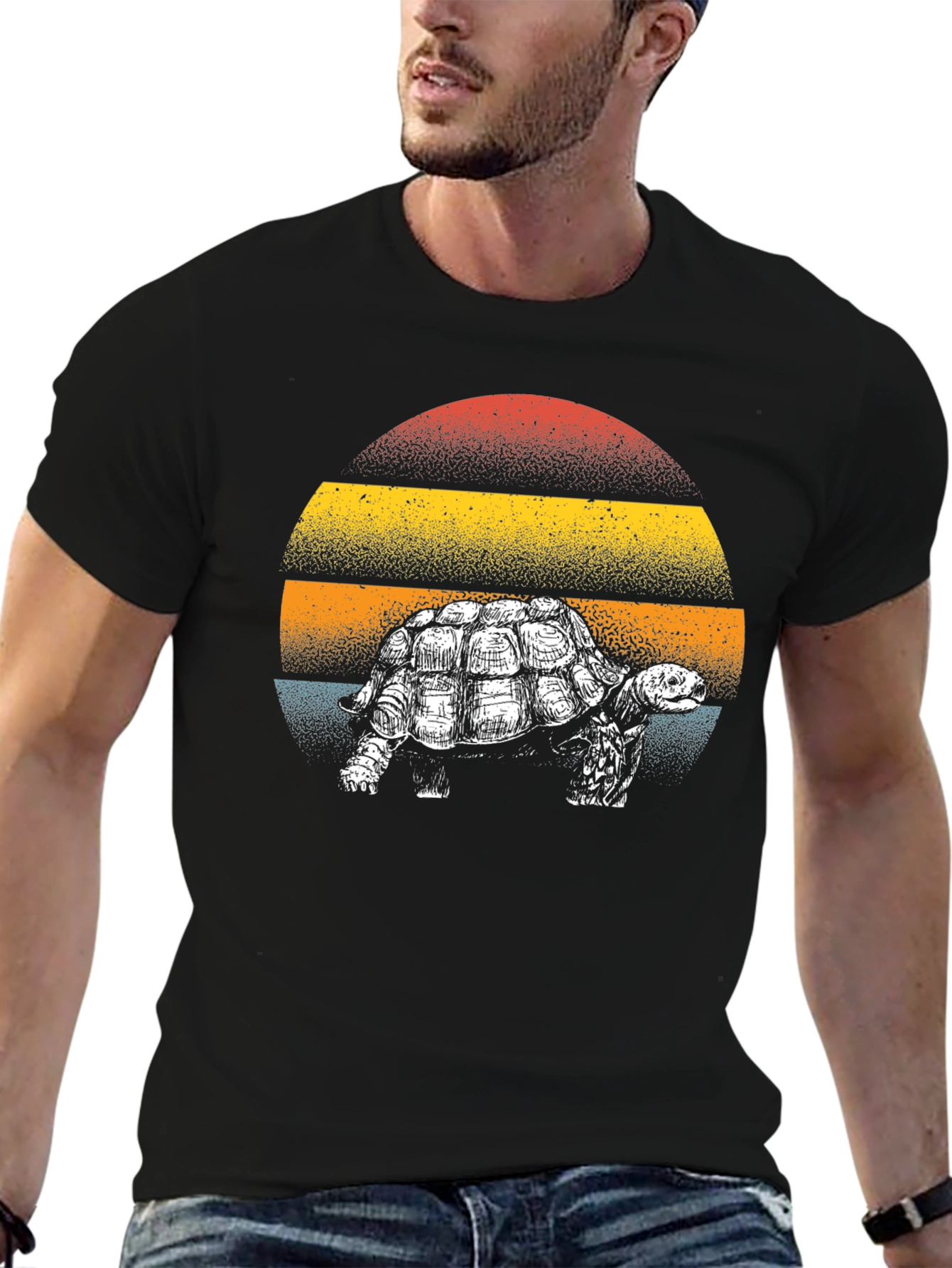 Retro Turtle Graphic Tee - Black