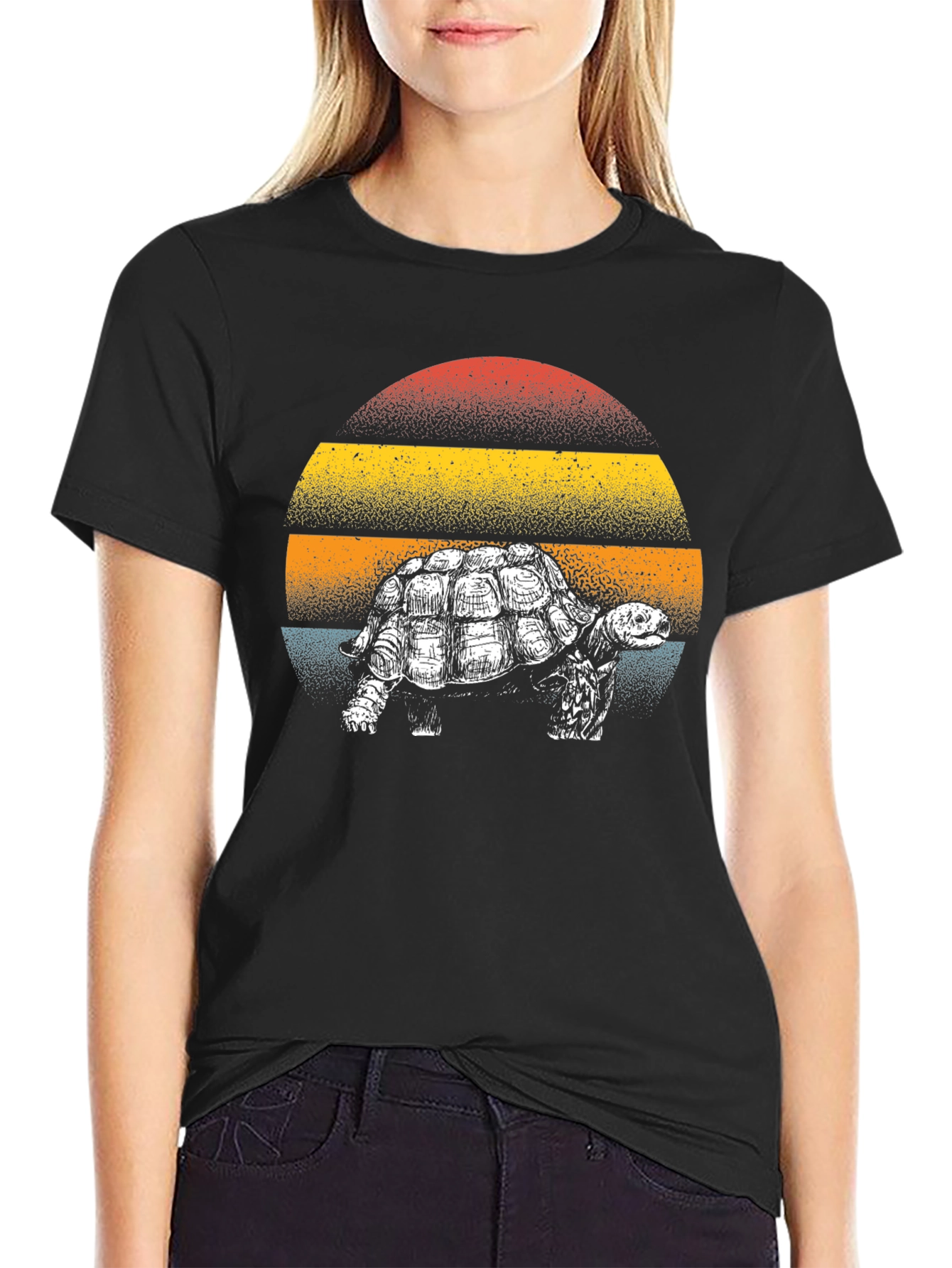 Retro Turtle Graphic Tee - Black