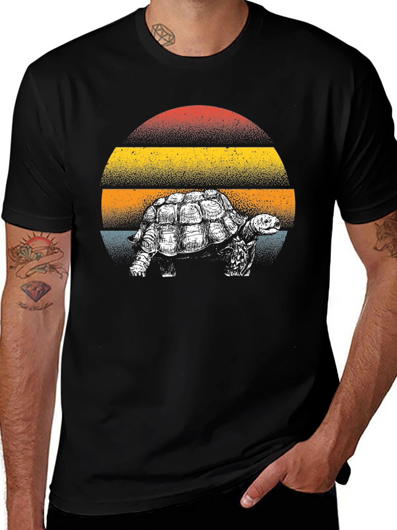Retro Turtle Graphic Tee - Black