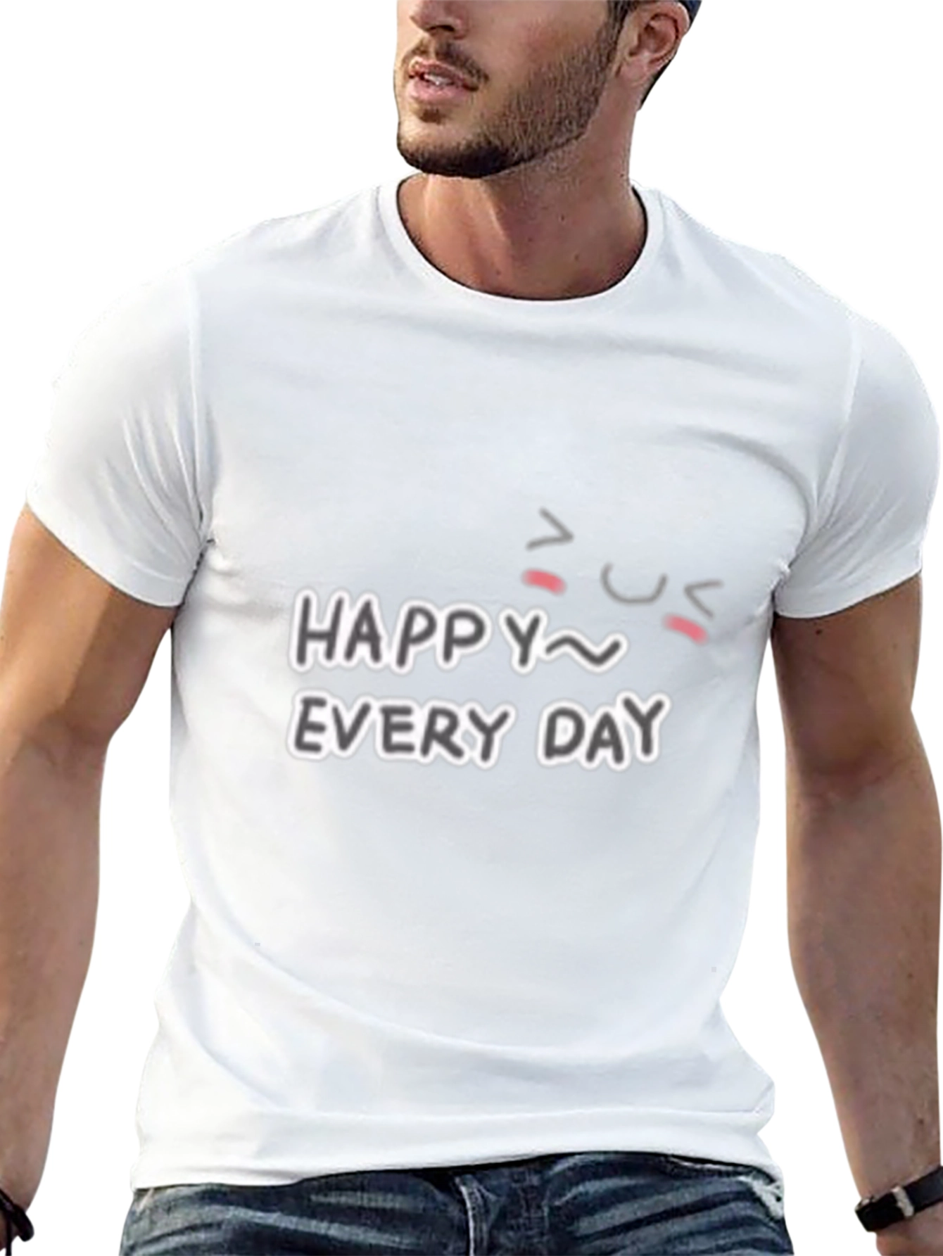 Happy Every Day Graphic Tee - Black Cotton Blend