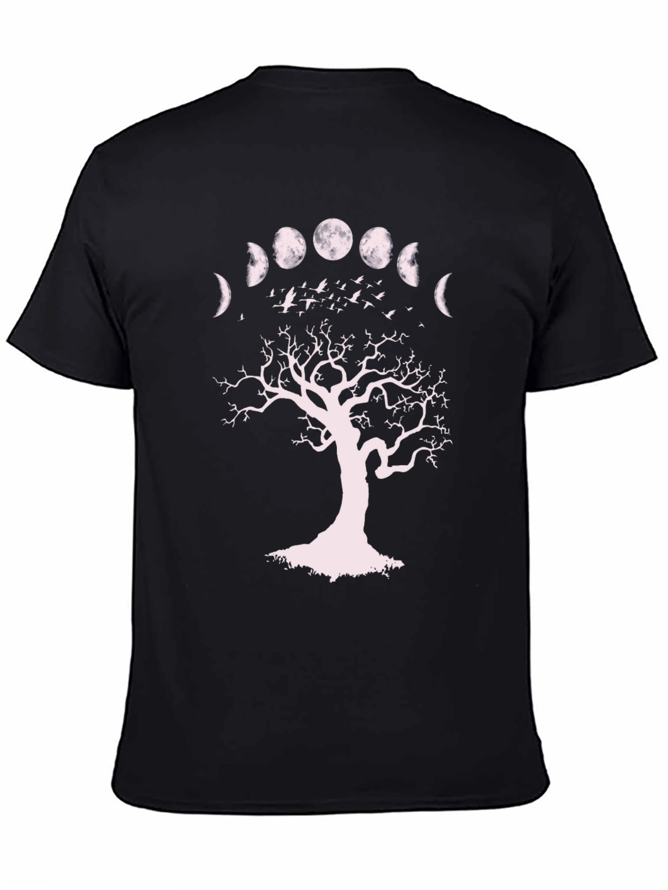 Moon Phases Tree Graphic Tee - Unisex Black T-Shirt