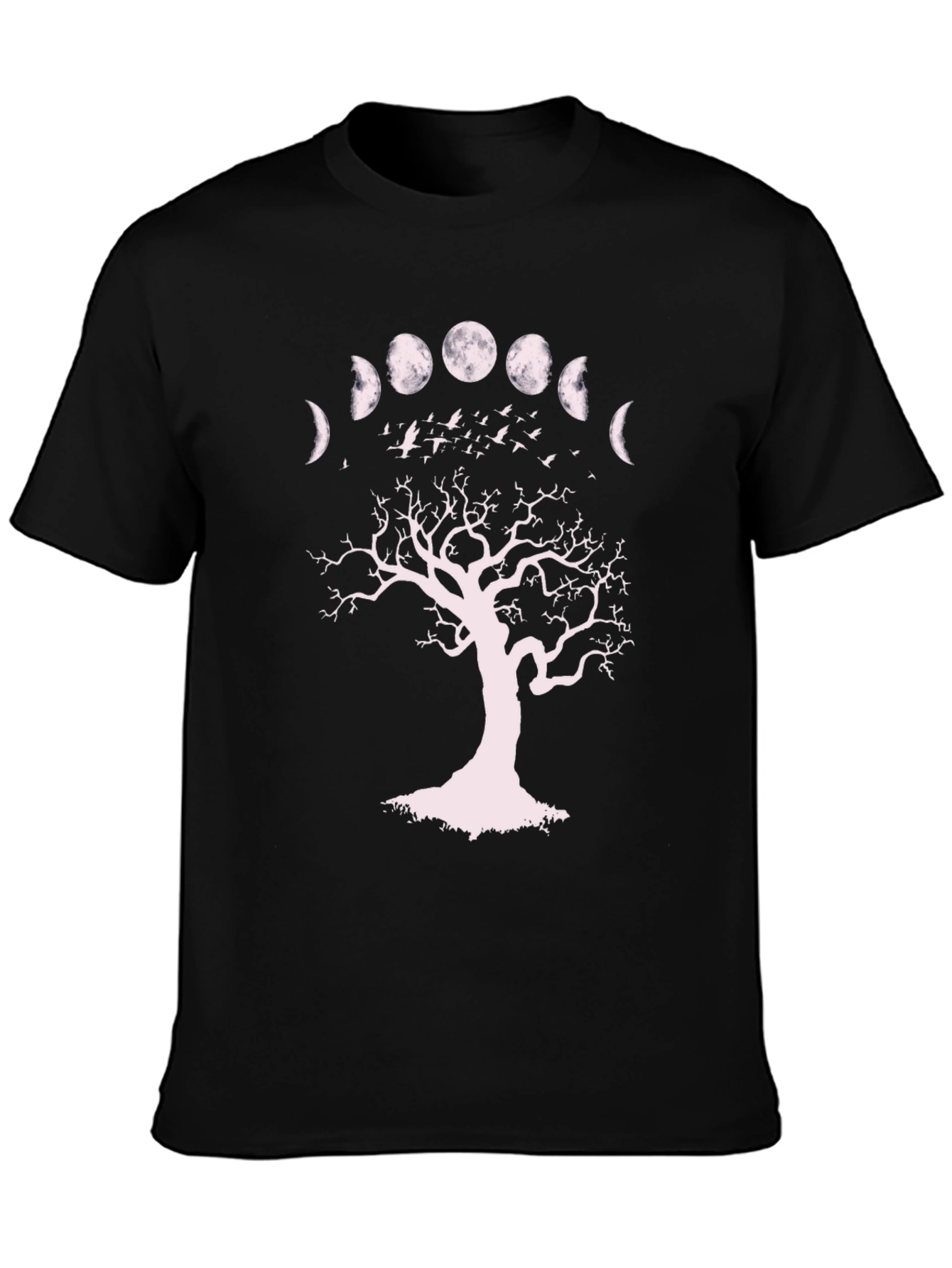 Moon Phases Tree Graphic Tee - Unisex Black T-Shirt