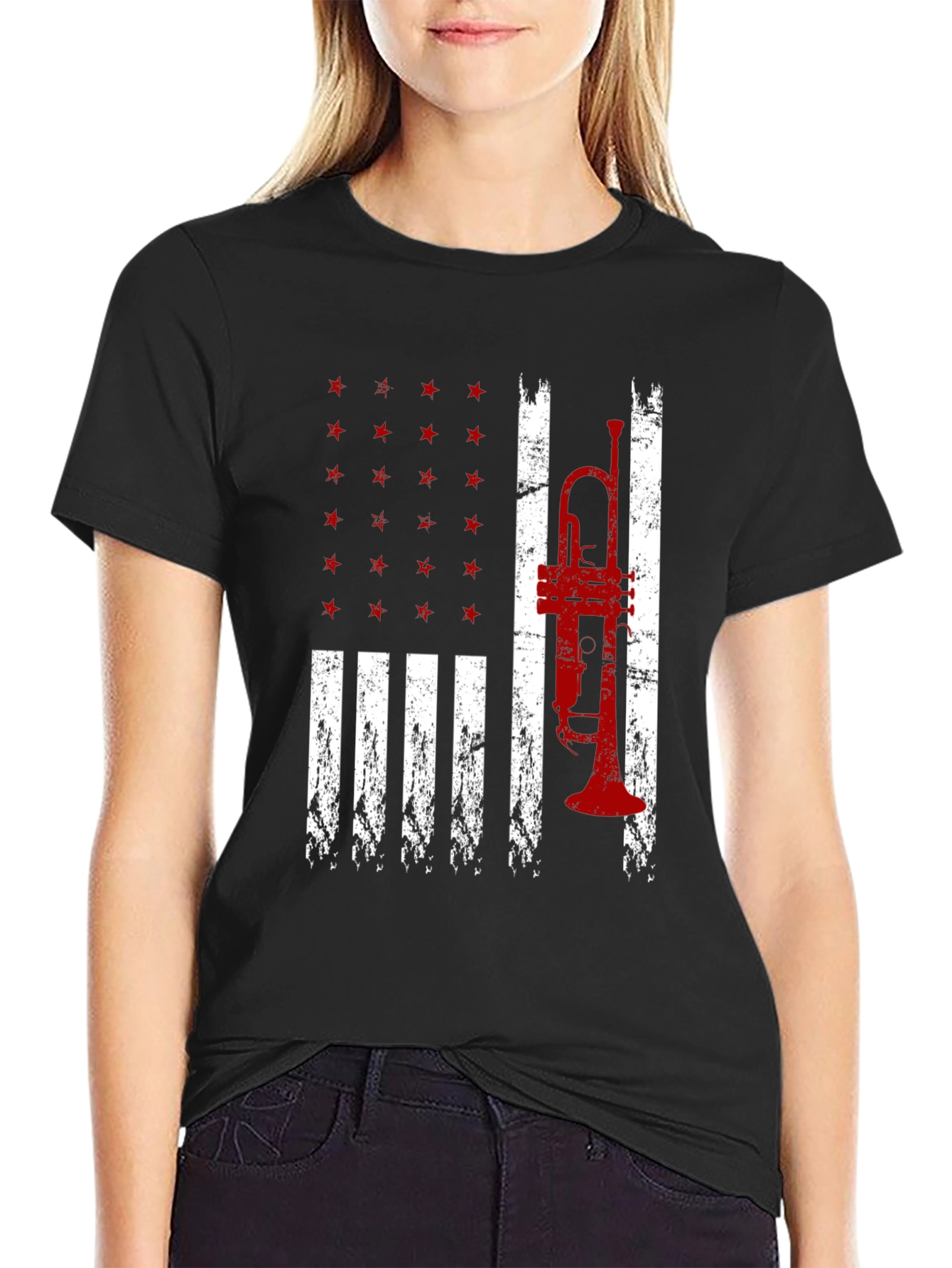 American Trumpet Flag Graphic T-Shirt