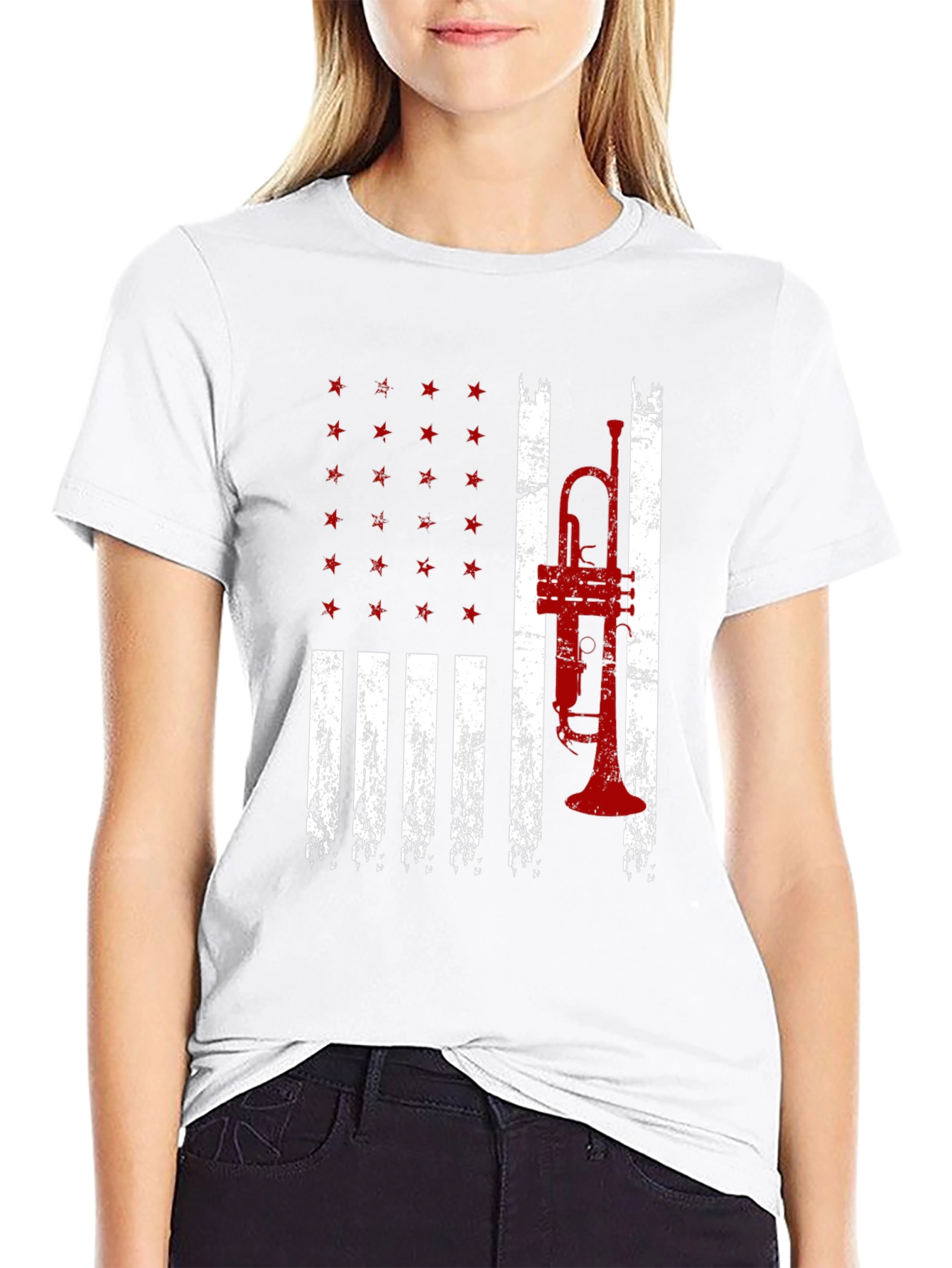American Trumpet Flag Graphic T-Shirt