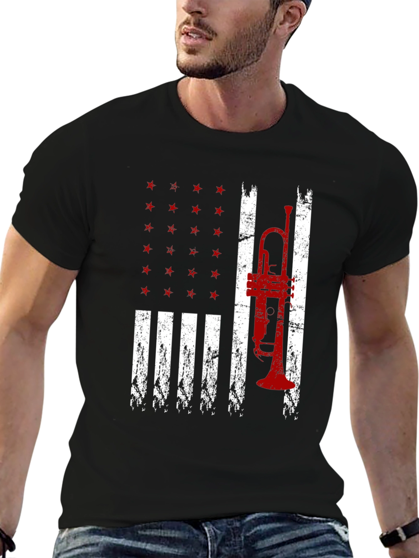 American Trumpet Flag Graphic T-Shirt
