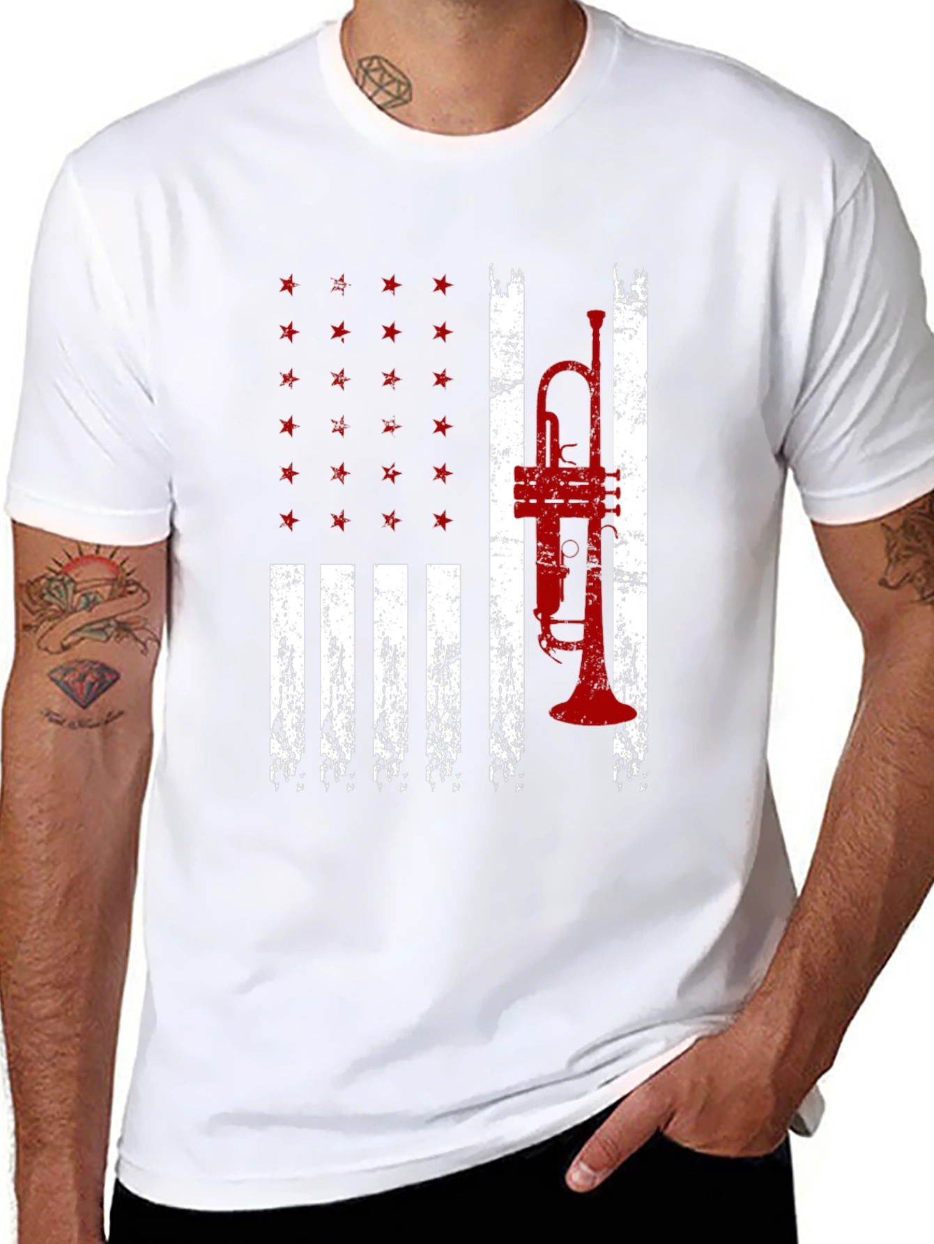 American Trumpet Flag Graphic T-Shirt