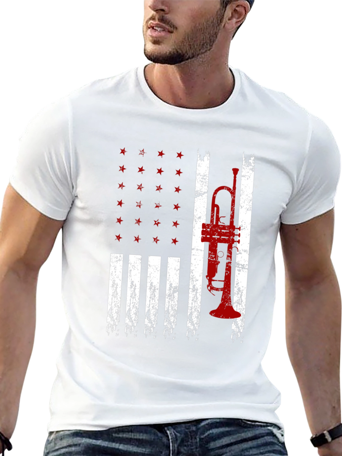 American Trumpet Flag Graphic T-Shirt