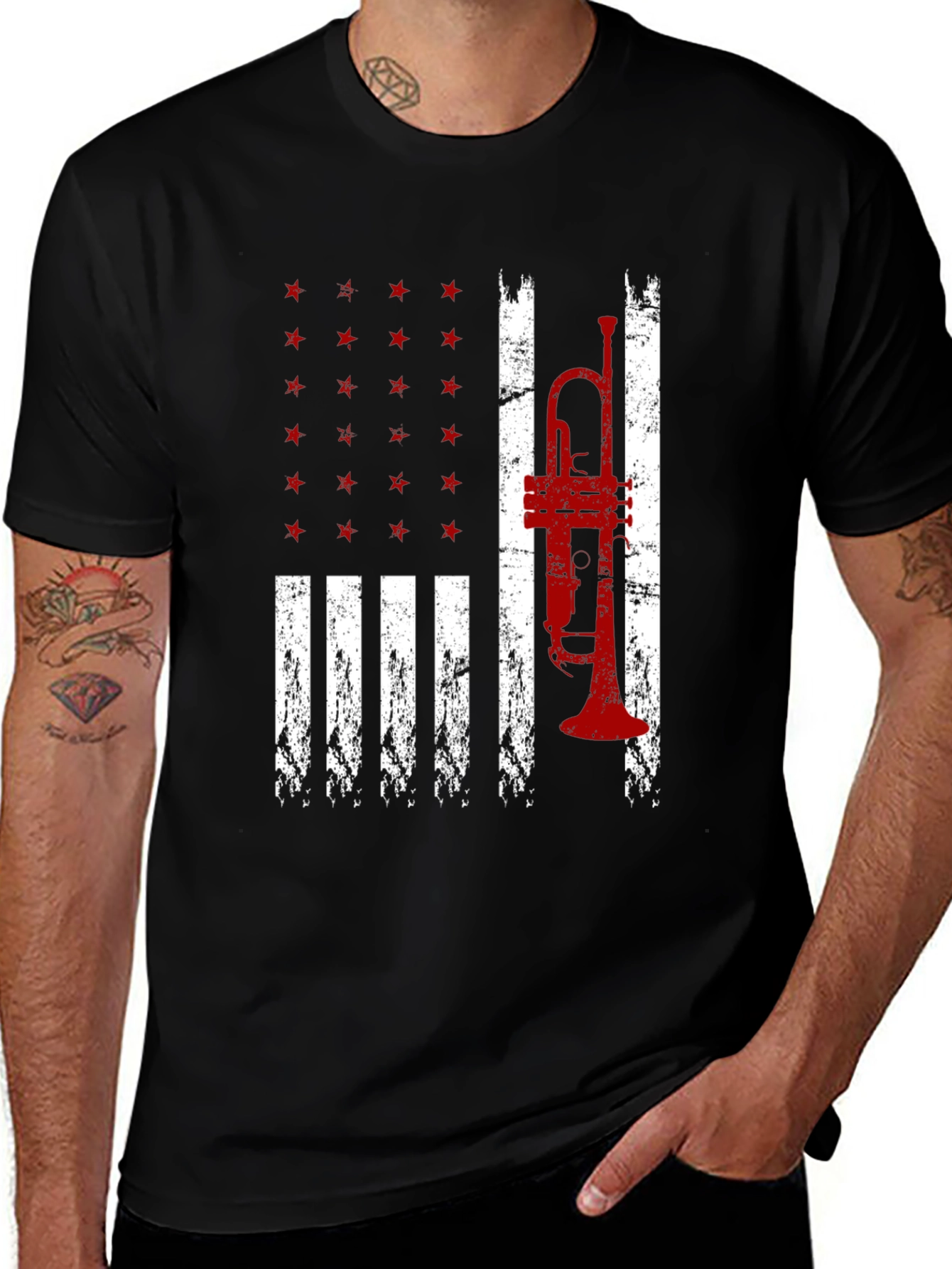 American Trumpet Flag Graphic T-Shirt