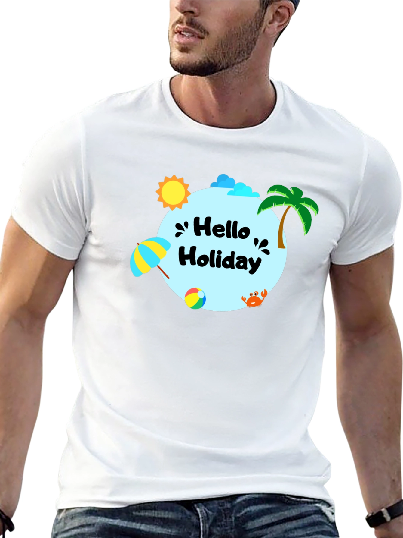 Hello Holiday Graphic Tee - Beach Vibes T-Shirt