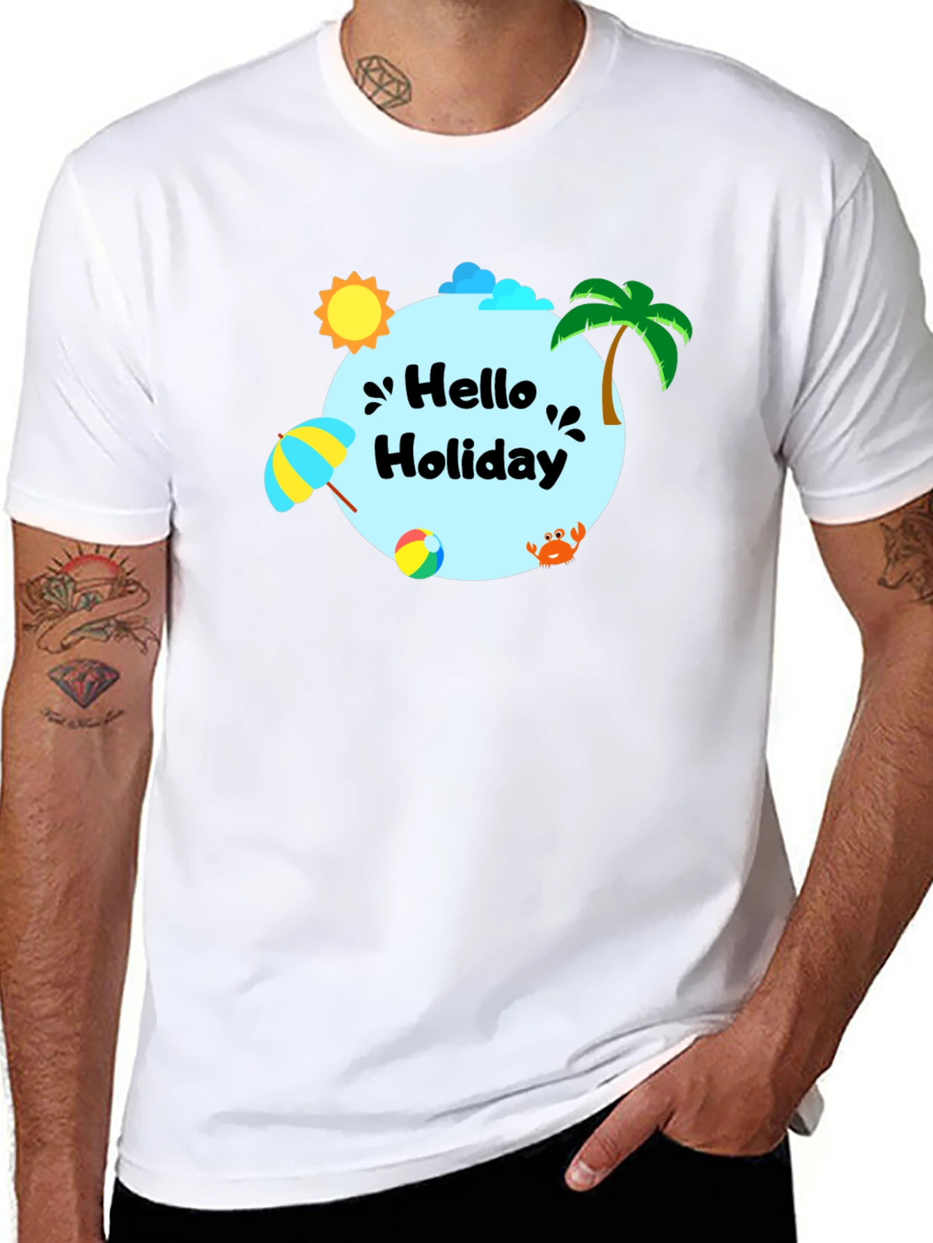 Hello Holiday Graphic Tee - Beach Vibes T-Shirt