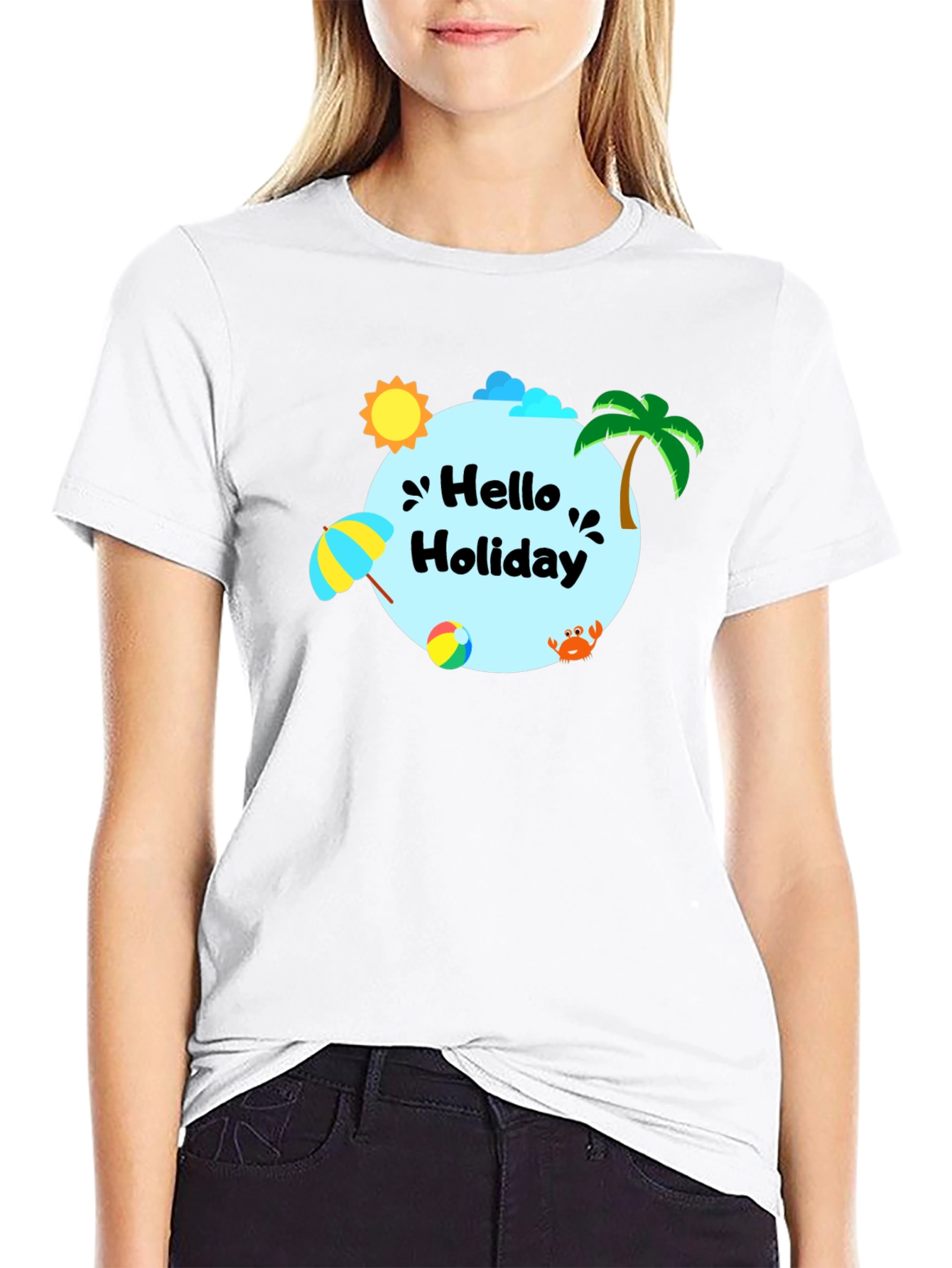 Hello Holiday Graphic Tee - Beach Vibes T-Shirt