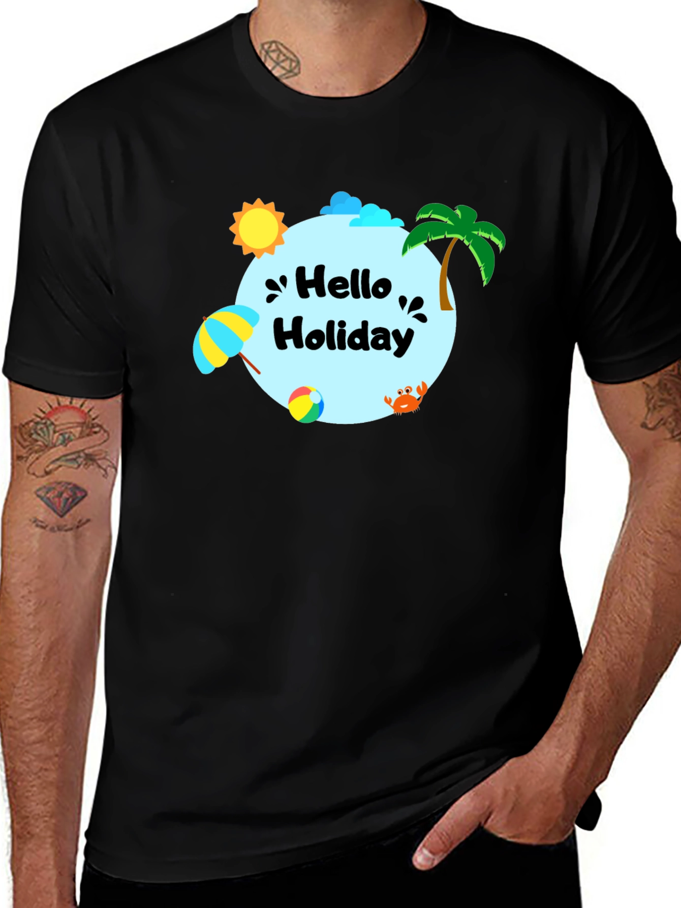 Hello Holiday Graphic Tee - Beach Vibes T-Shirt
