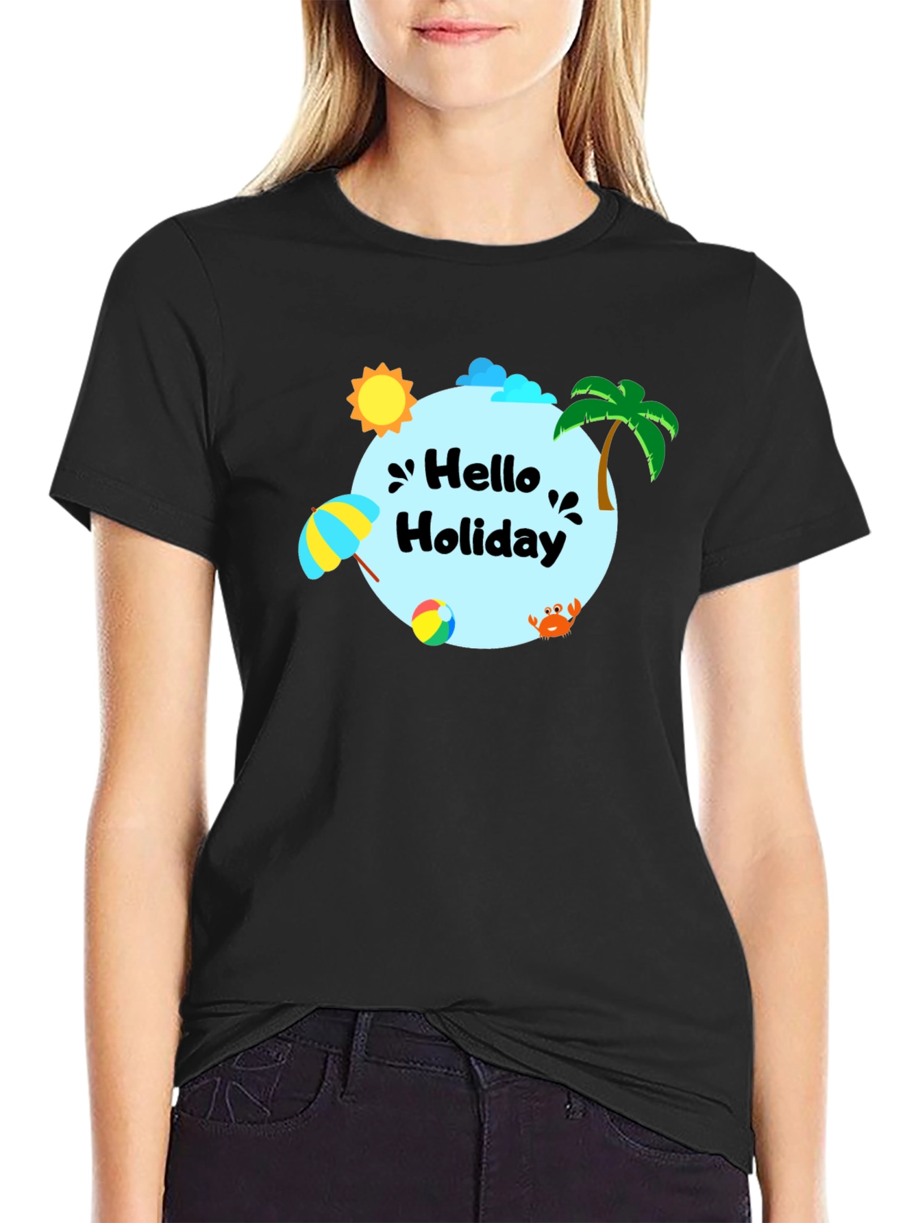 Hello Holiday Graphic Tee - Beach Vibes T-Shirt