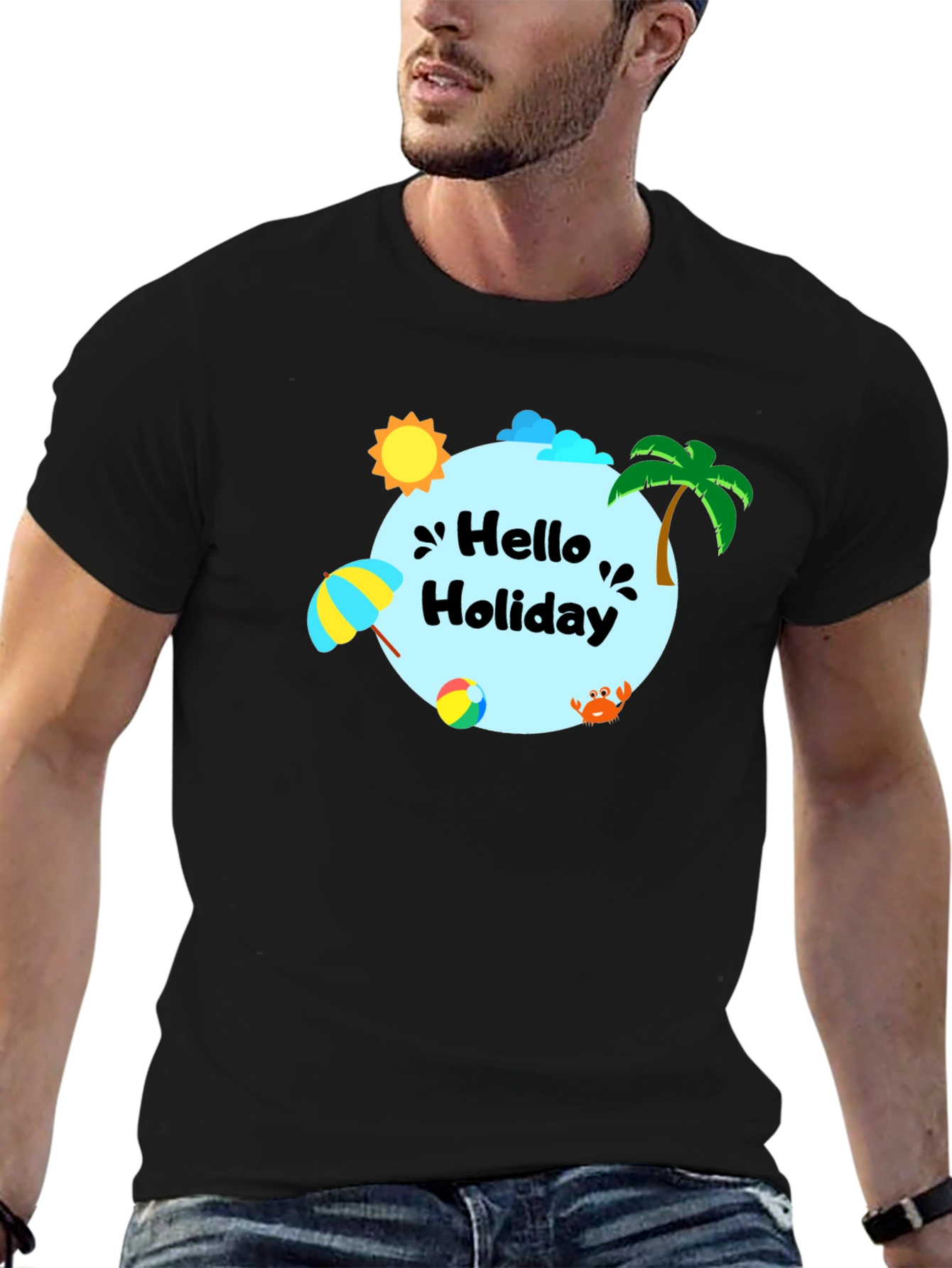 Hello Holiday Graphic Tee - Beach Vibes T-Shirt