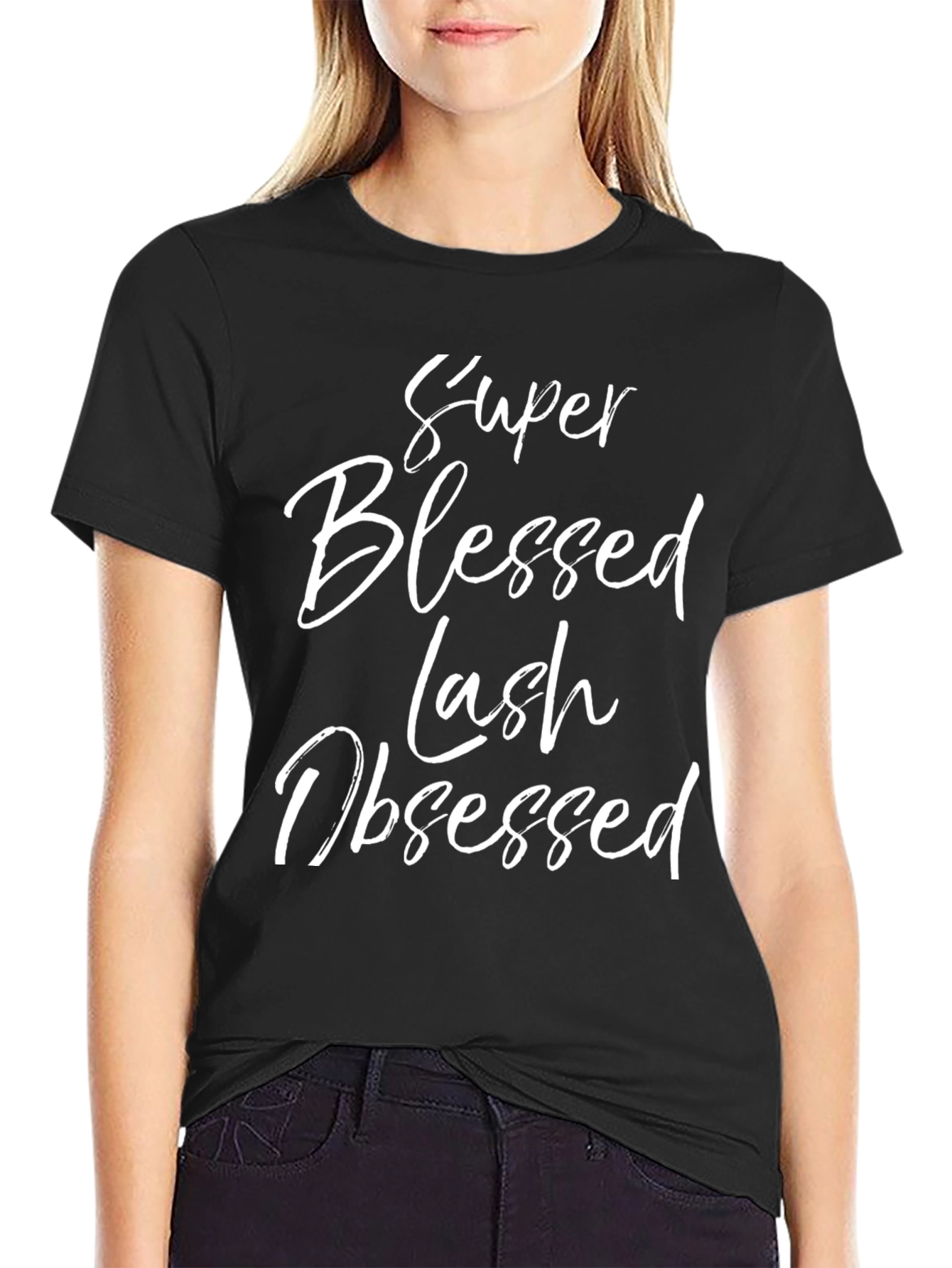 Super Blessed Lash Obsessed Black T-Shirt