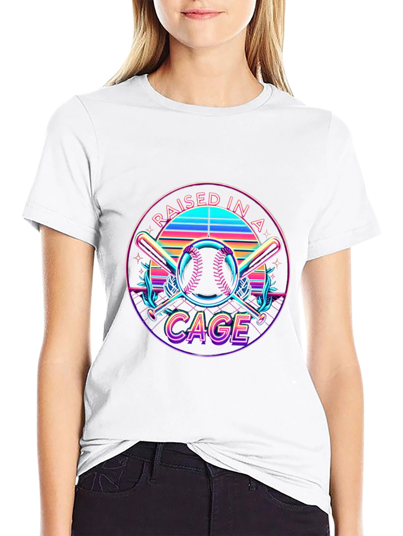 Raised in a Cage Retro Baseball T-Shirt