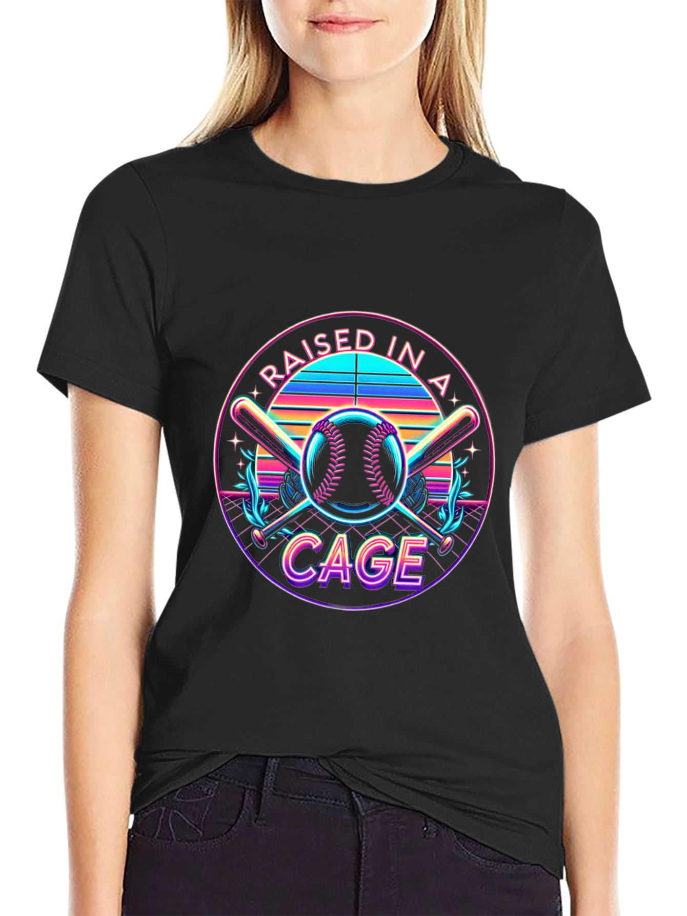 Raised in a Cage Retro Baseball T-Shirt