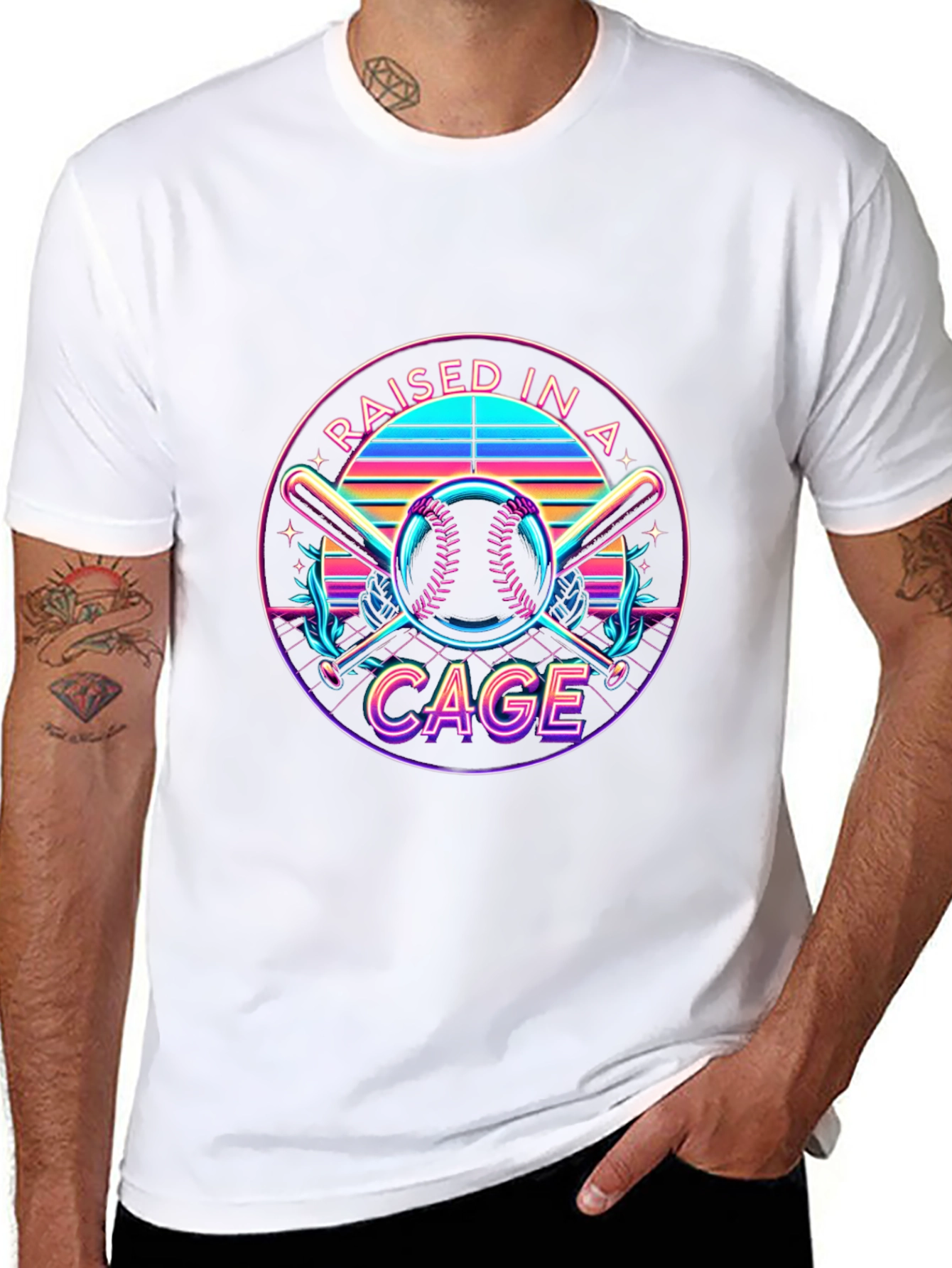 Raised in a Cage Retro Baseball T-Shirt