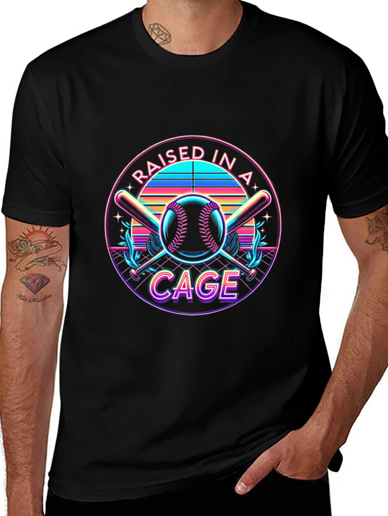 Raised in a Cage Retro Baseball T-Shirt