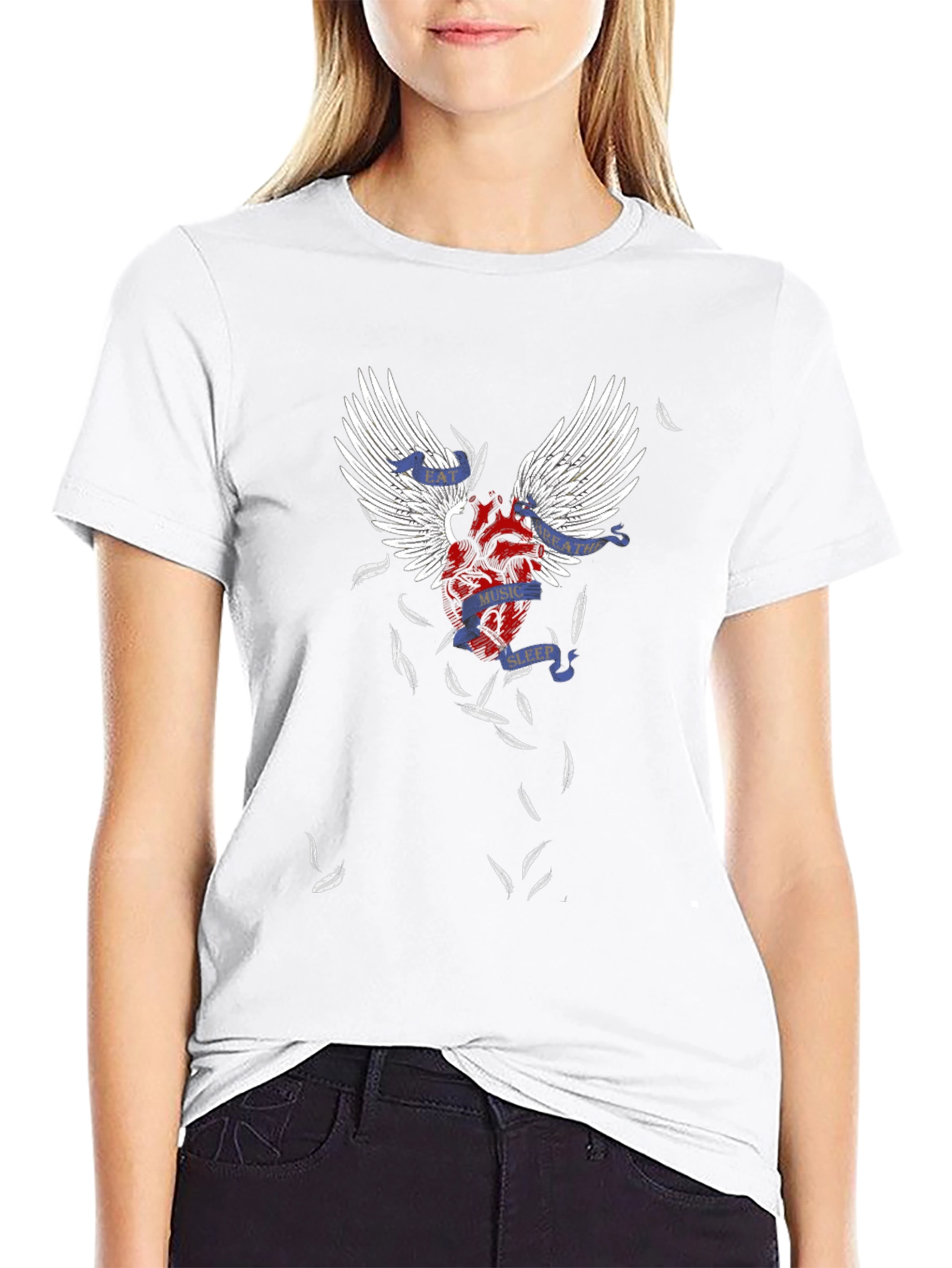 Winged Heart Graphic T-Shirt - Black
