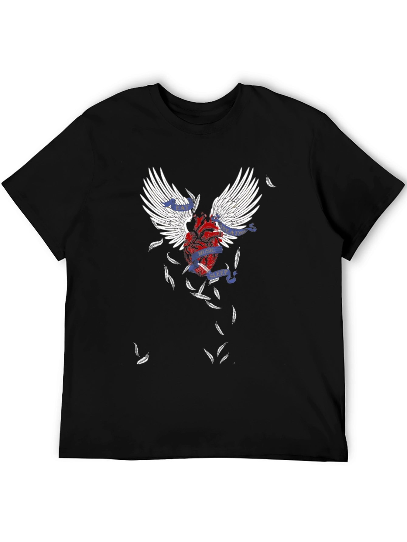 Winged Heart Graphic T-Shirt - Black