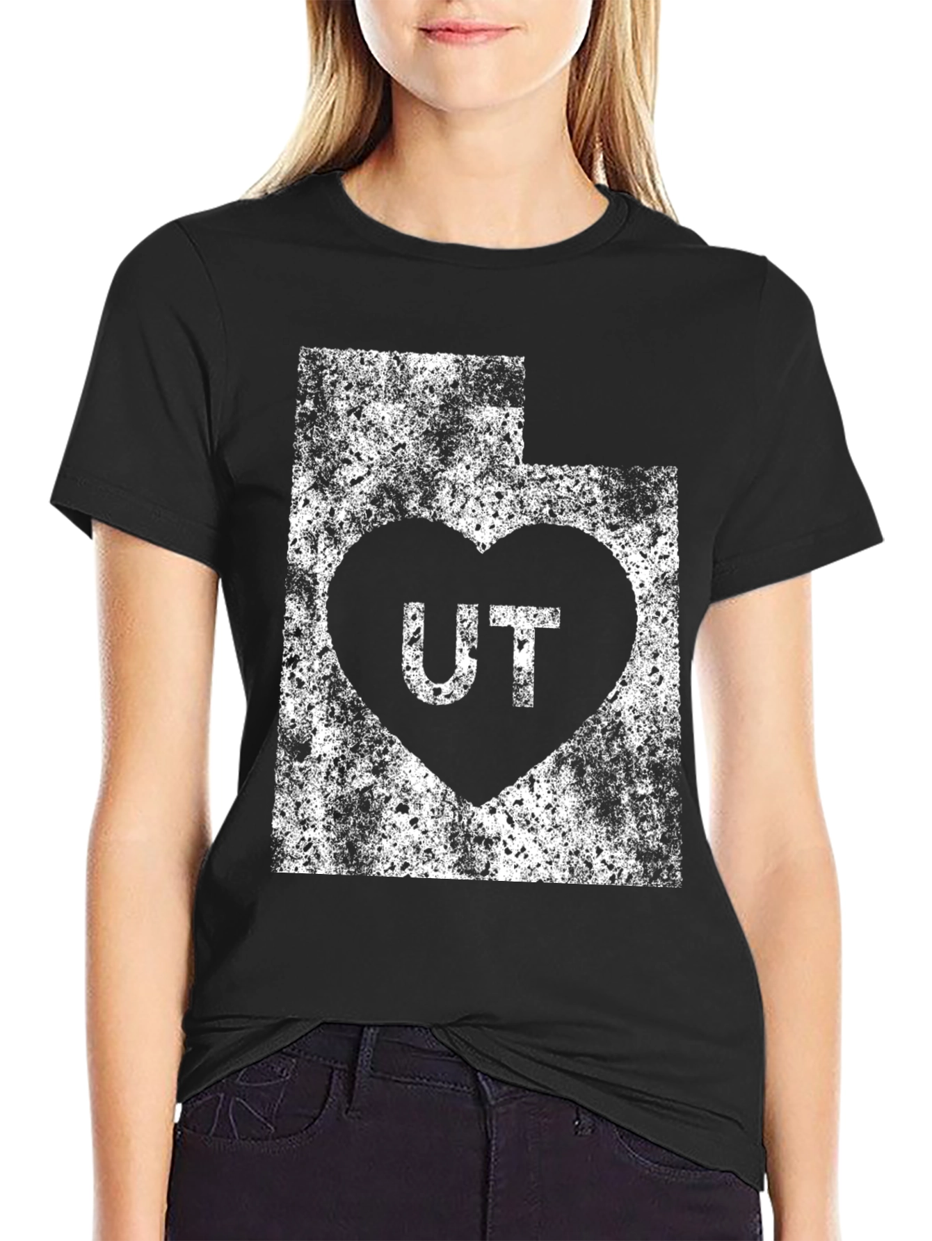 Utah State Heart T-Shirt - Distressed Design