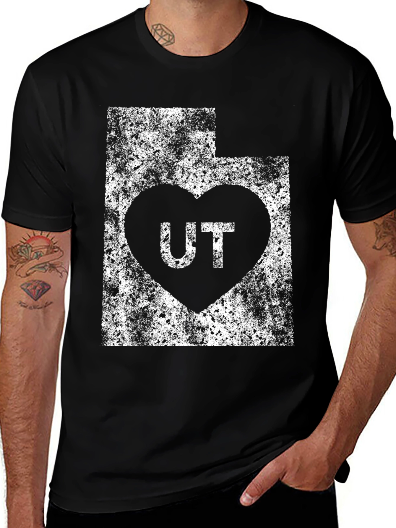 Utah State Heart T-Shirt - Distressed Design