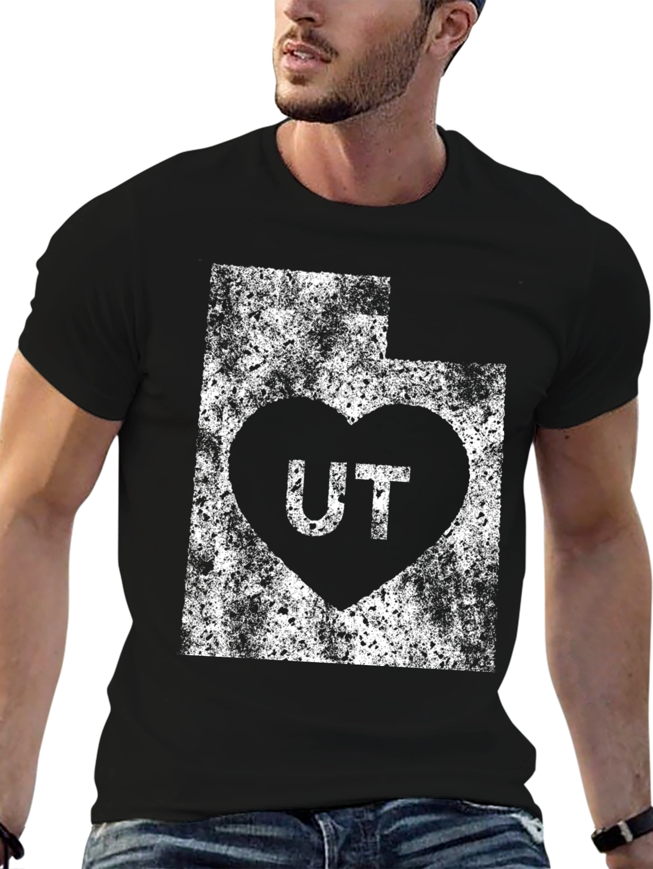 Utah State Heart T-Shirt - Distressed Design