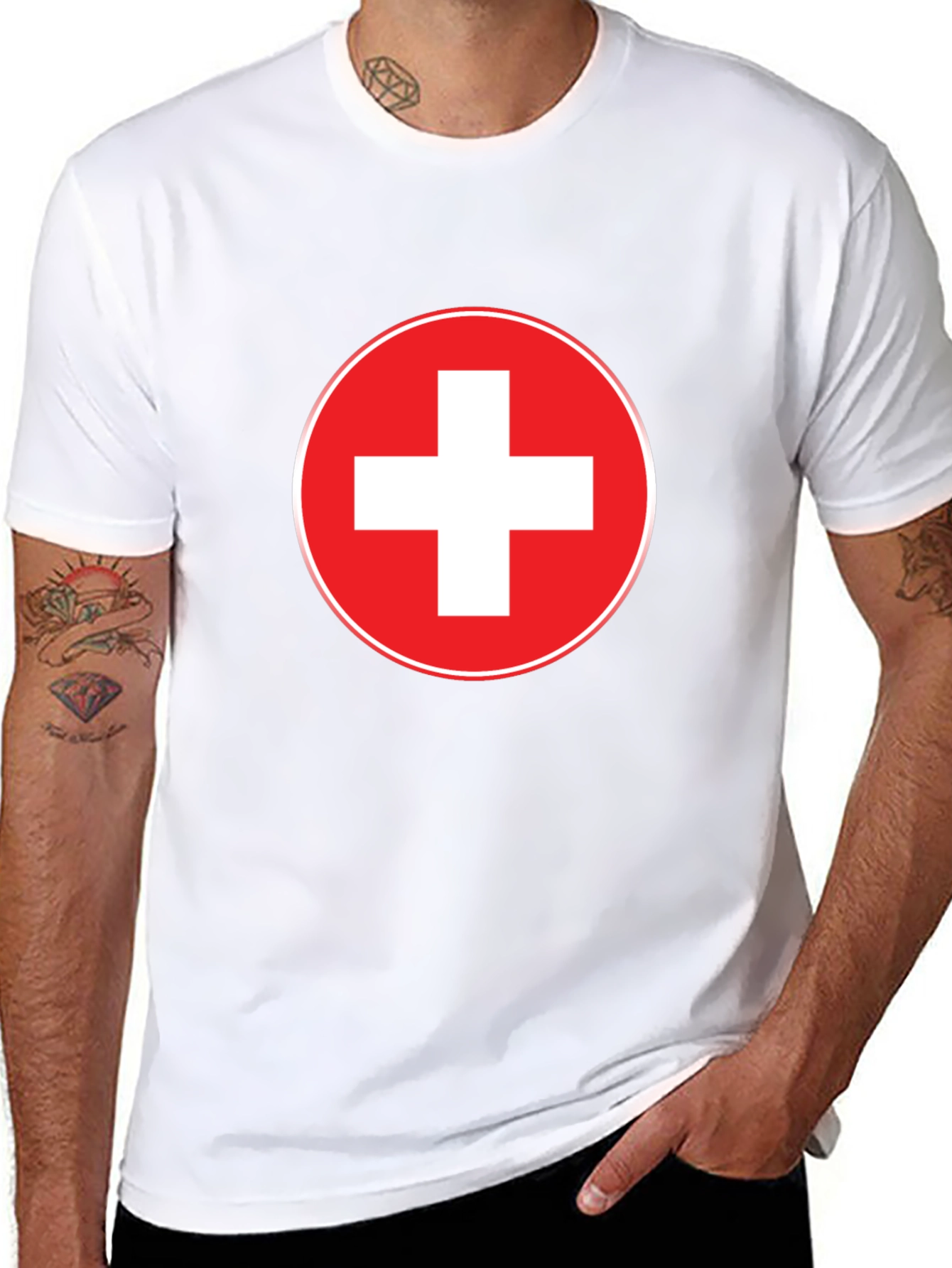 Swiss Flag T-Shirt - Red and White Cross Design
