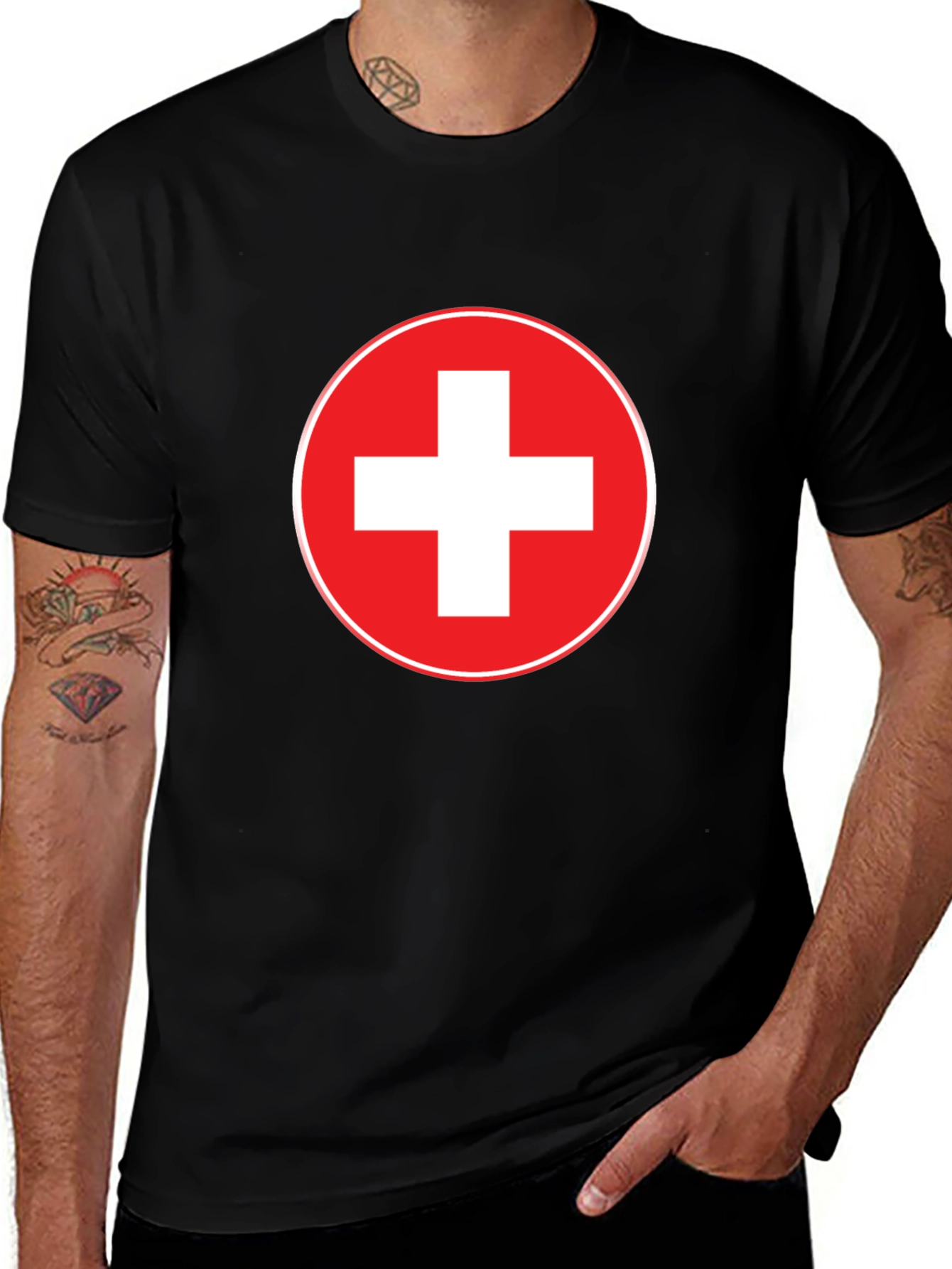 Swiss Flag T-Shirt - Red and White Cross Design