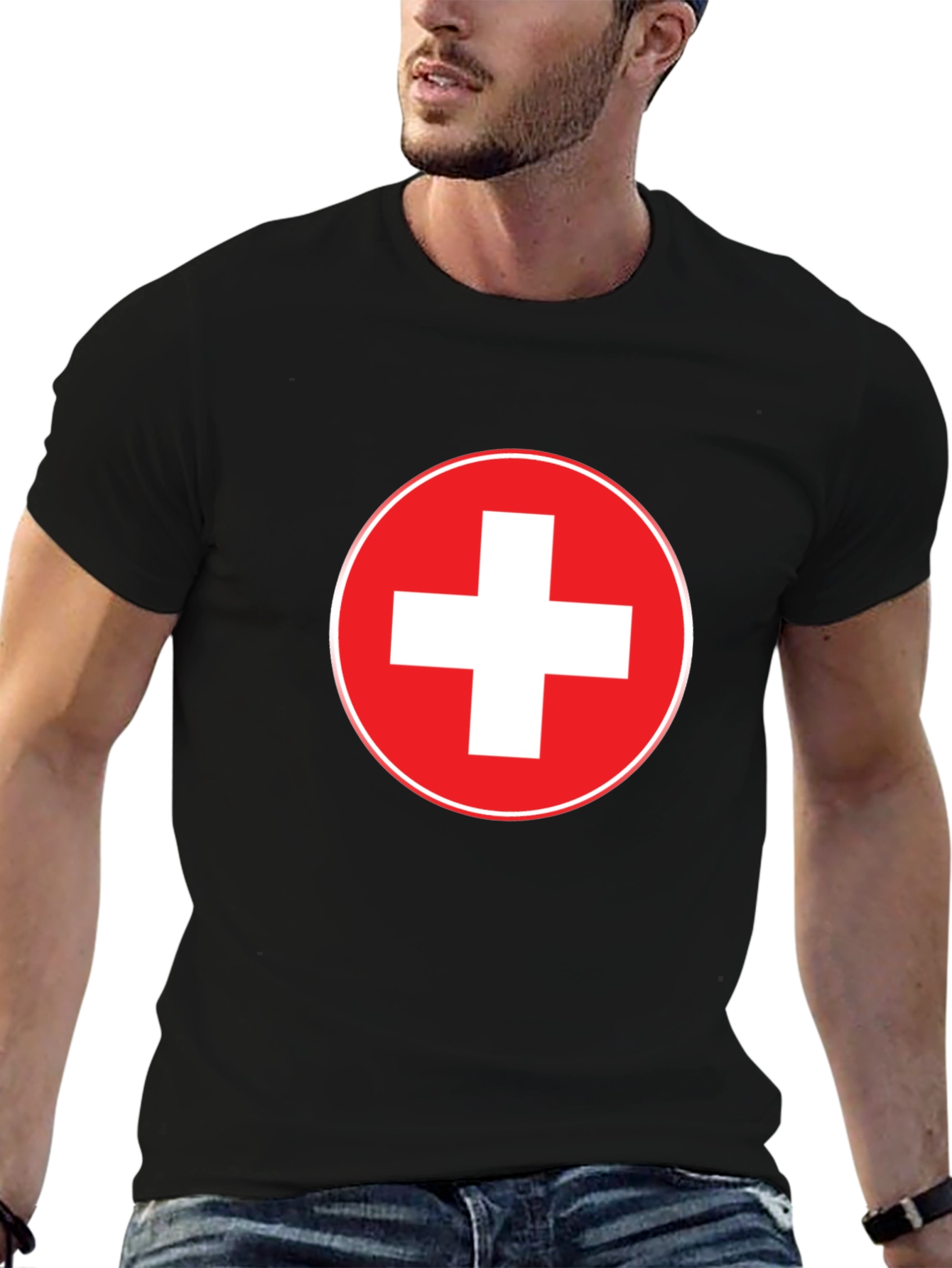 Swiss Flag T-Shirt - Red and White Cross Design