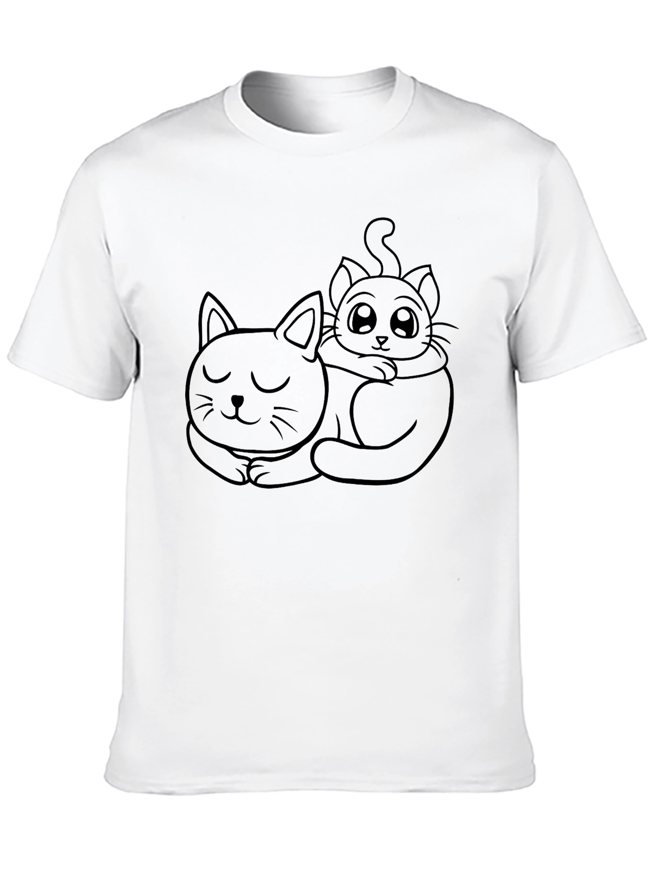 Cute Cats Graphic Tee - Black Casual T-Shirt