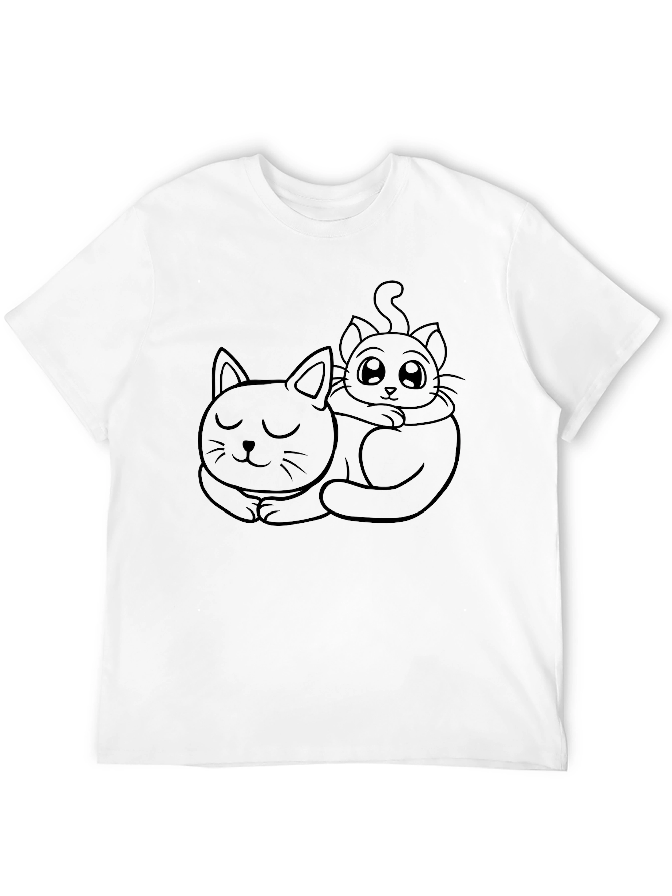 Cute Cats Graphic Tee - Black Casual T-Shirt