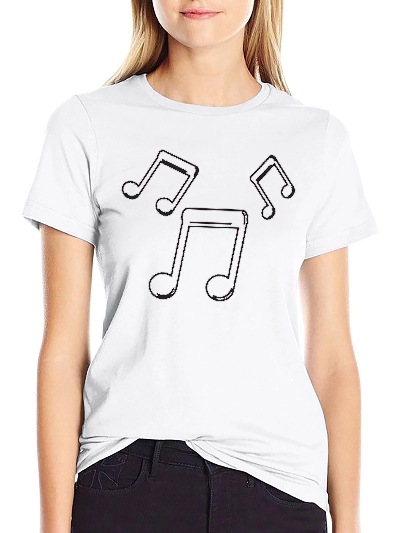 Musical Note Graphic Tee - Black Cotton T-Shirt