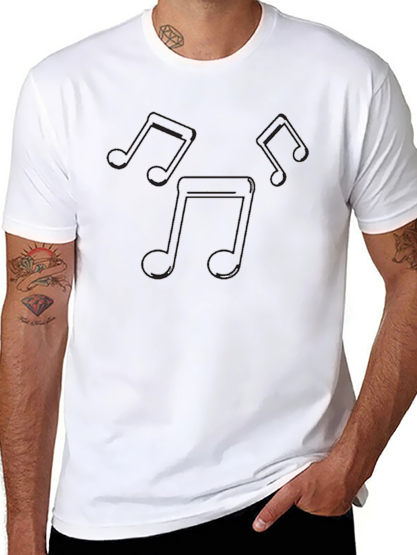 Musical Note Graphic Tee - Black Cotton T-Shirt