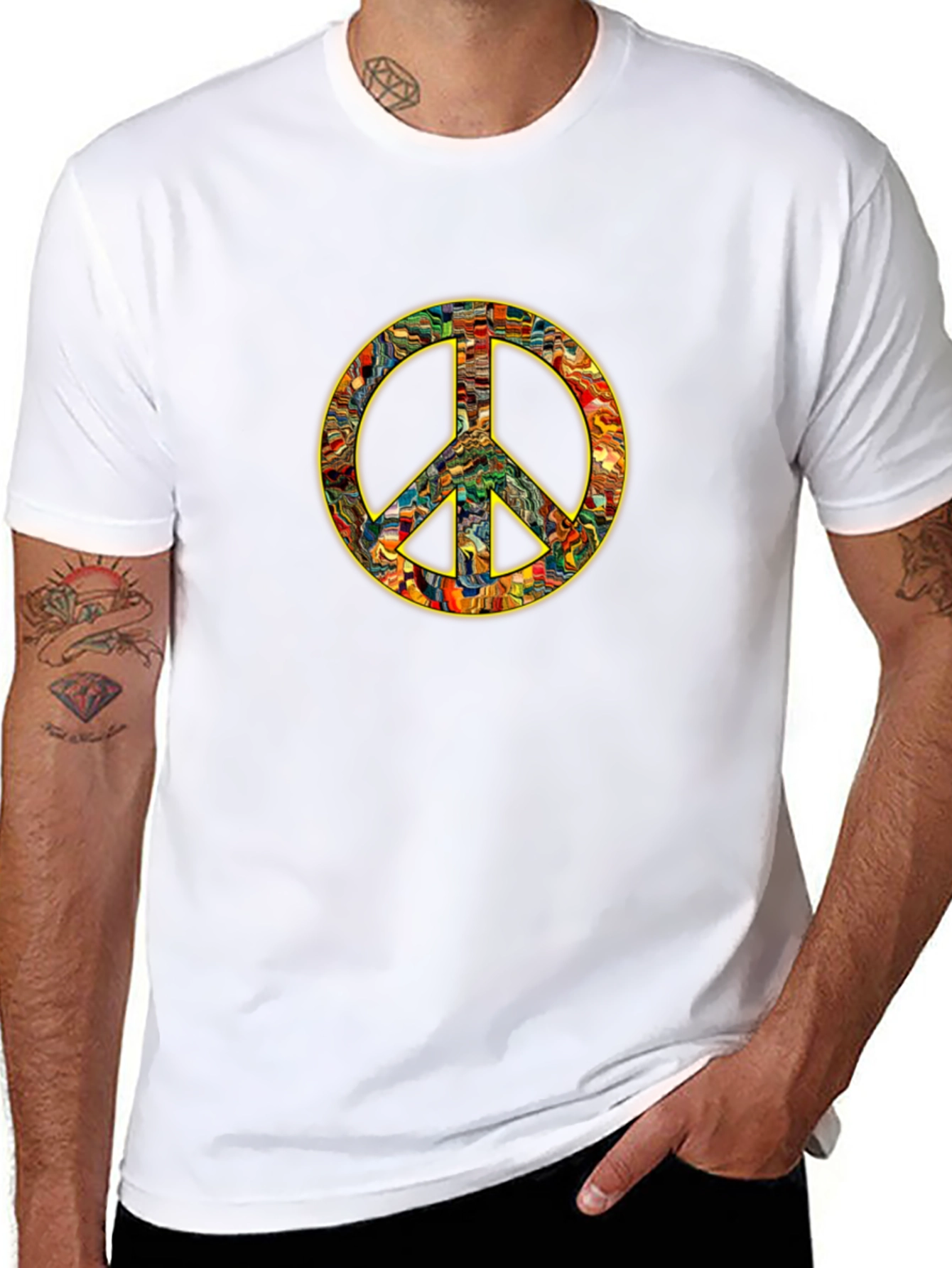 Peace Sign Graphic Black T-Shirt