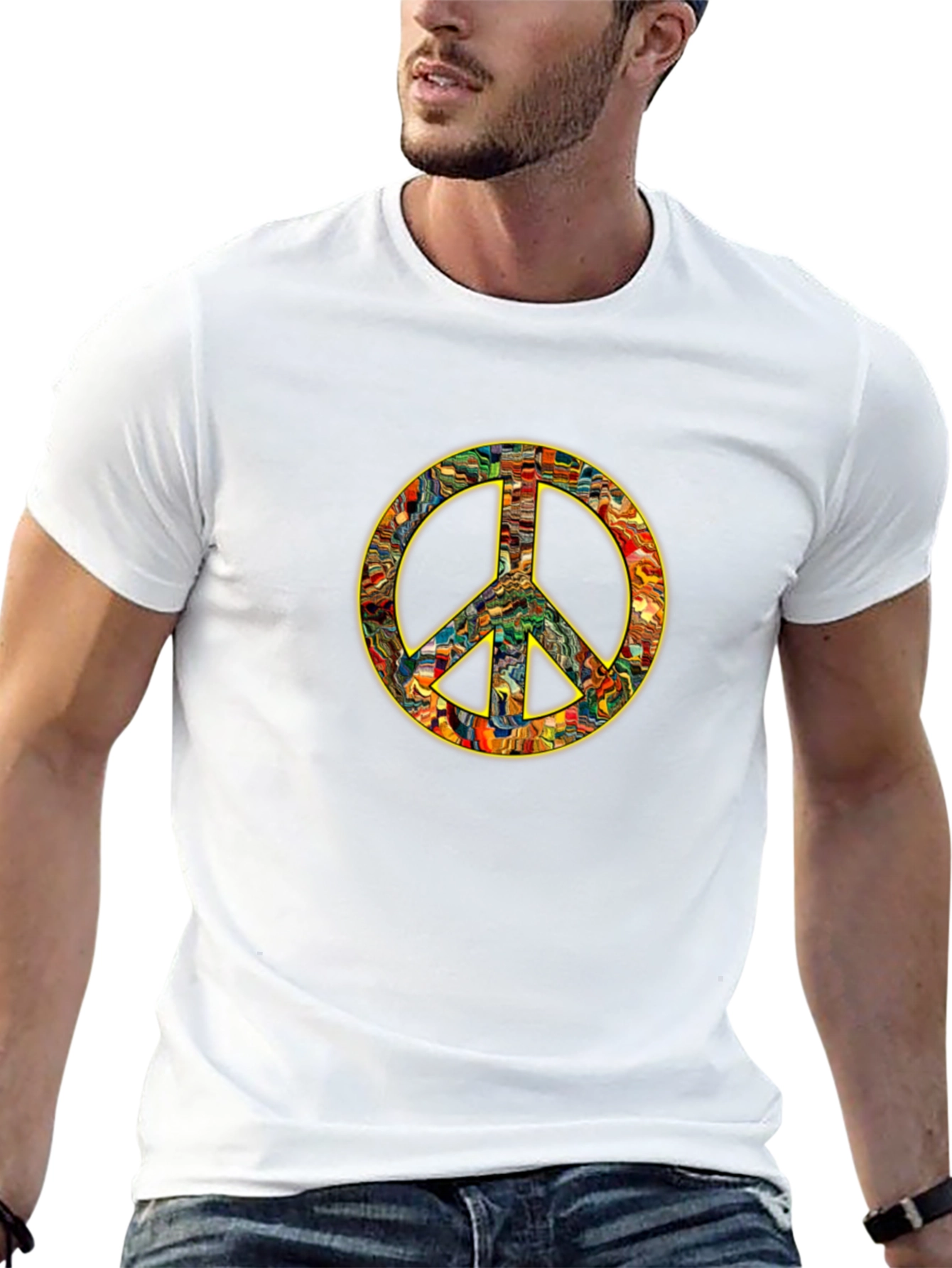 Peace Sign Graphic Black T-Shirt